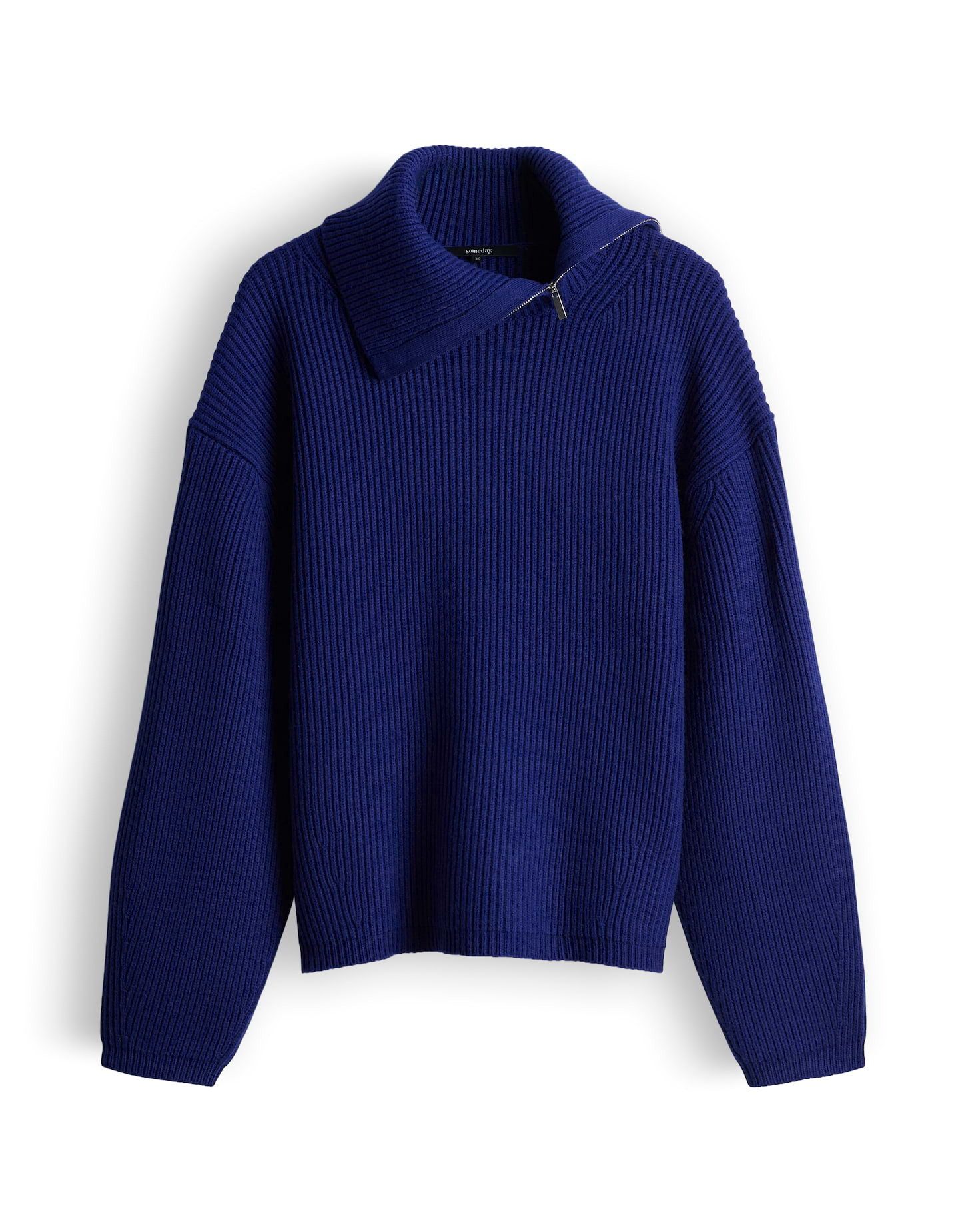 someday Strickpullover TARINI Oversized Troyer im Woll Mix oversized, Rippstruktur, kurzer Reißverschluss