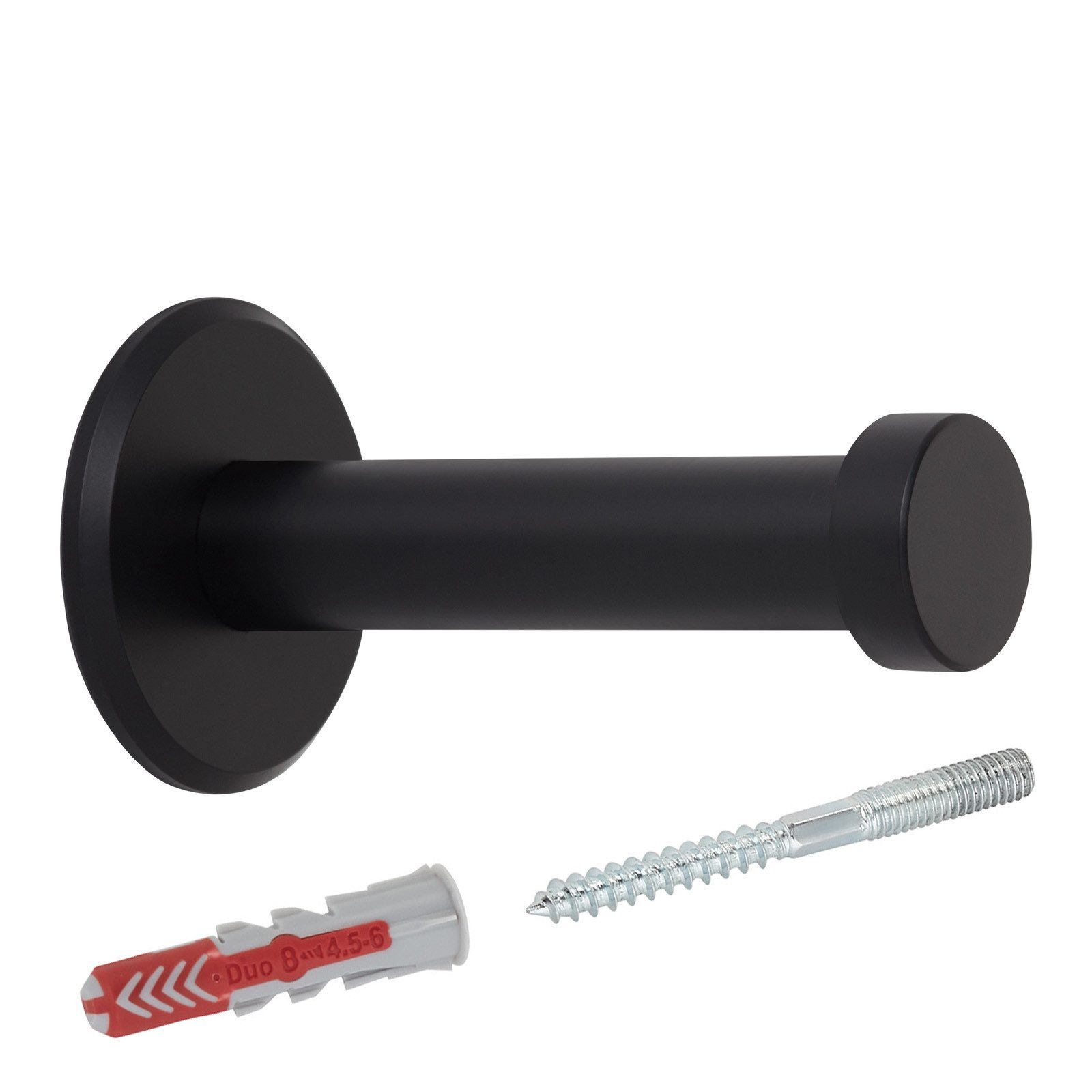 SO-TECH® Kleiderhaken Garderobenhaken TALEA Edelstahl massiv inkl. Montagematerial, (1-St), Ø 10 / 15 mm, Länge 50 mm, Gesamtlänge 53 mm, schwarz elox