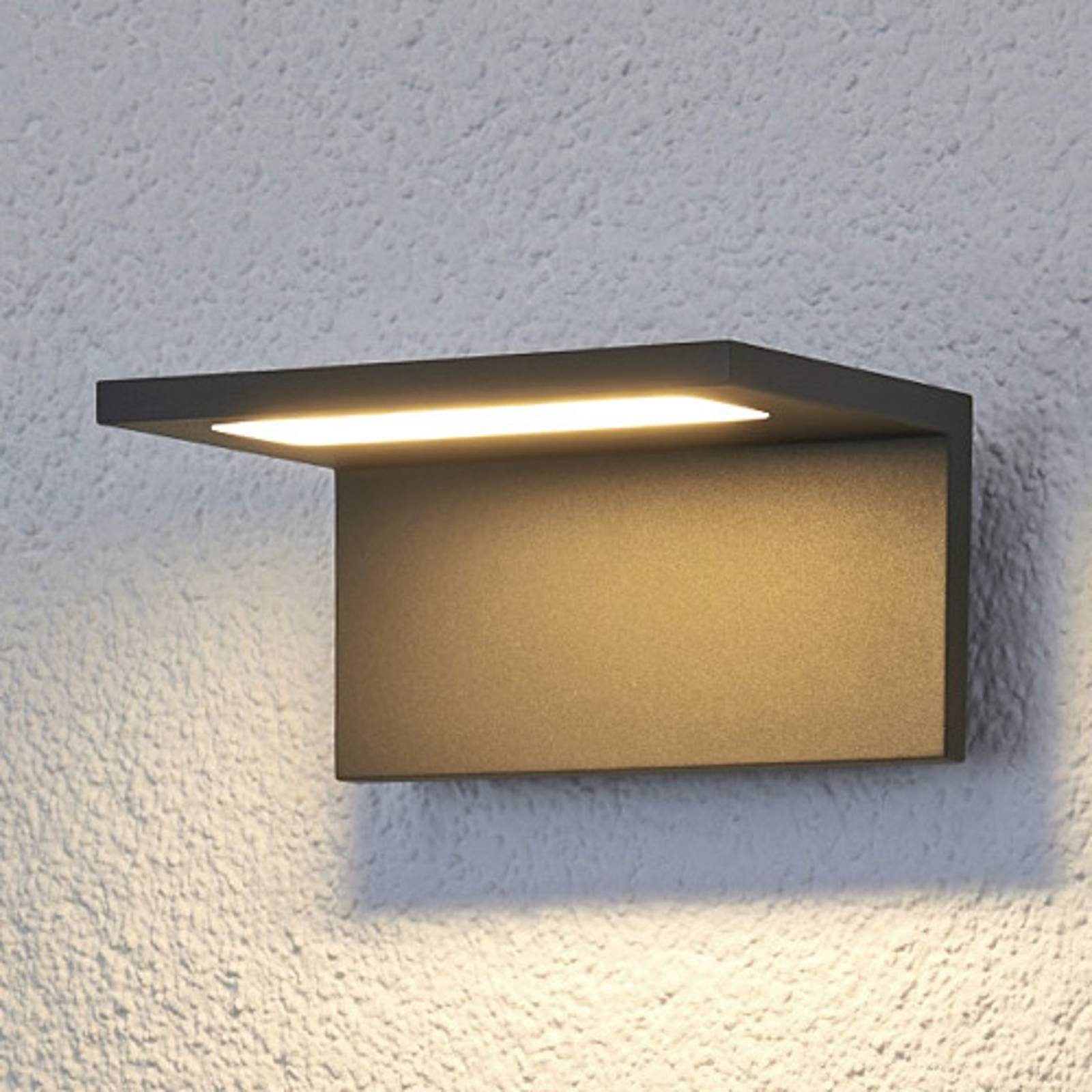 Lucande LED Außen-Wandleuchte 1 Aluminium, Caner, warmweiß, Modern, flammig verbaut, Kunststoff, fest LED-Leuchtmittel transparent, grafitgrau
