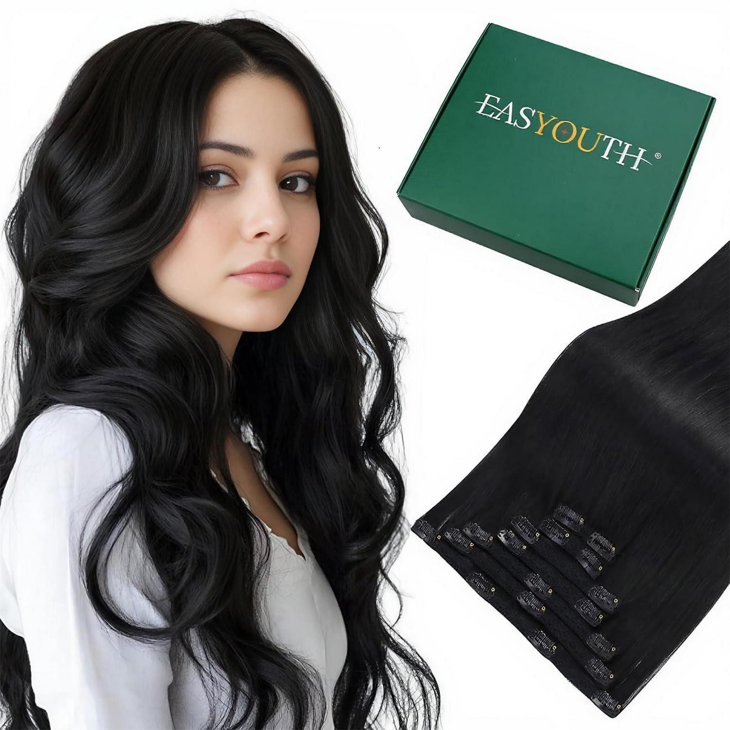Echthaar-Extension Haarverlängerung 45,7 cm 24P27 45cm 7pcs 1-1 cp #1