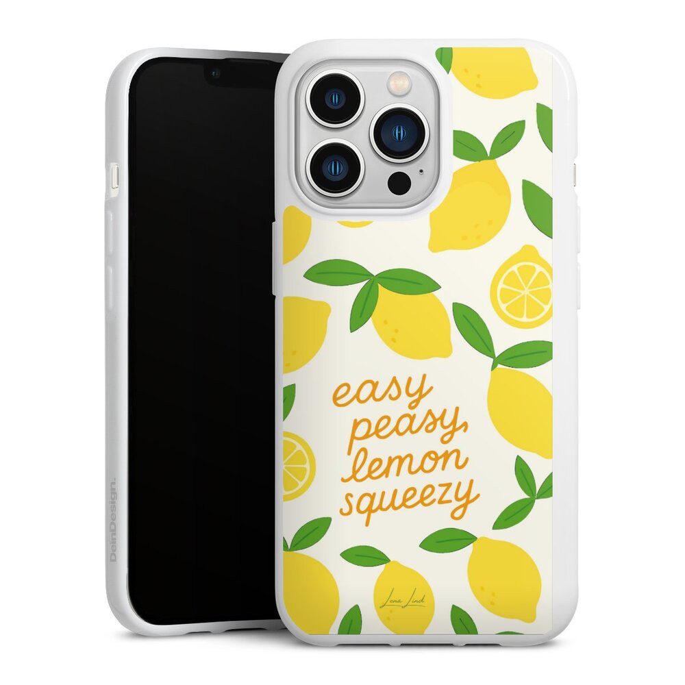 DeinDesign Handyhülle Zitrone Spruch Statement Easy Peasy Lemon Queezy, Apple iPhone 13 Pro Silikon Hülle Bumper Case Handy Schutzhülle