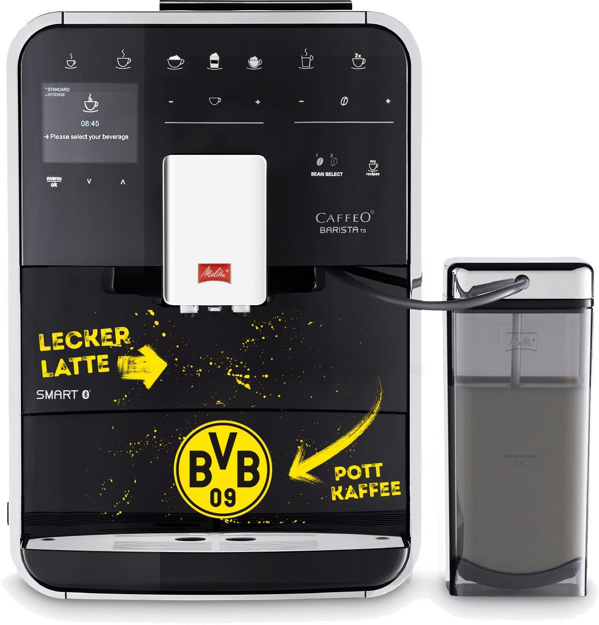 Melitta Kaffeevollautomat Barista TS Smart® BVB-Edition, Für Fans des Borussia Dortmund, 21 Kaffeerezepte & 8 Benutzerprofile