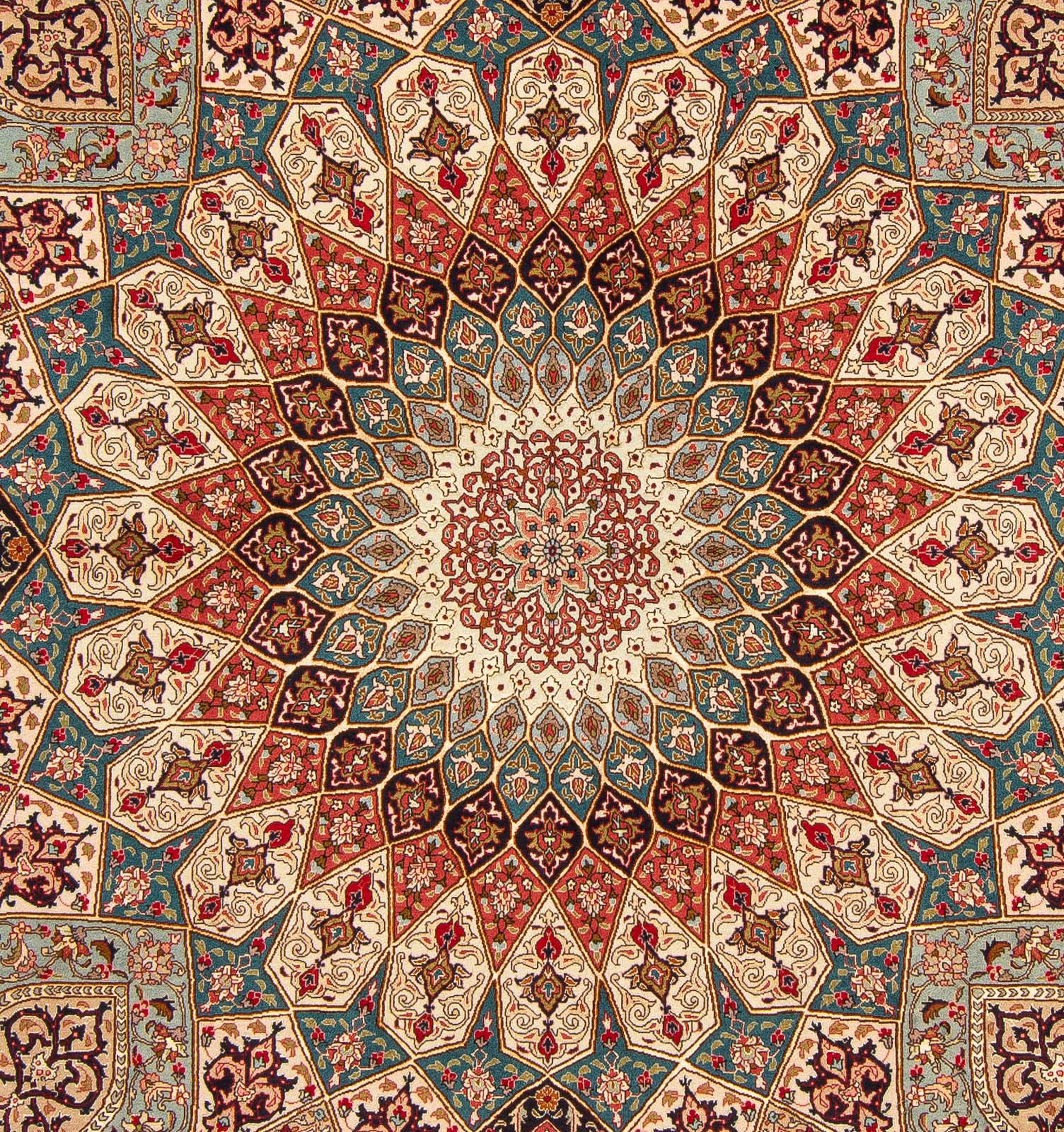 Orientteppich Perser rechteckig, Einzelstück - - 254 Täbriz mm, morgenland, Wohnzimmer, - mehrfarbig, Höhe: Royal cm - Zertifikat x 204 Handgeknüpft, mit 7
