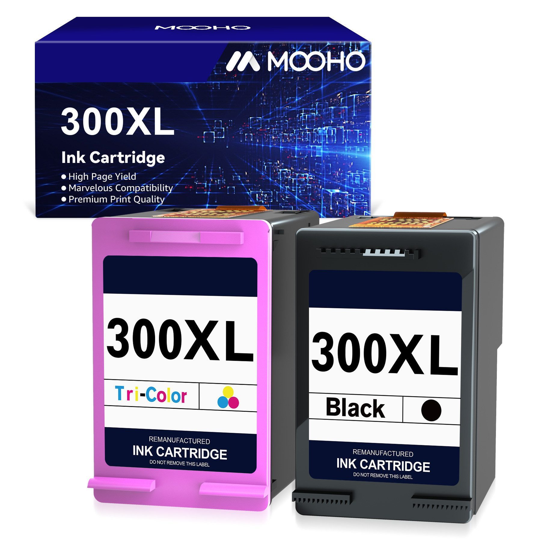 MOOHO 300XL Druckerpatronen für HP 300 Multipack 300XL Tintenpatrone (DeskJet D1658 D1660 D1663 D2530 D2545 D2560 D2563 D2566 D2660 D2666 D2668 D5560 D5563 D5568 D5660, 2-tlg., F2410 F2418 F2420 F2430 F2440 F2476 F2480)