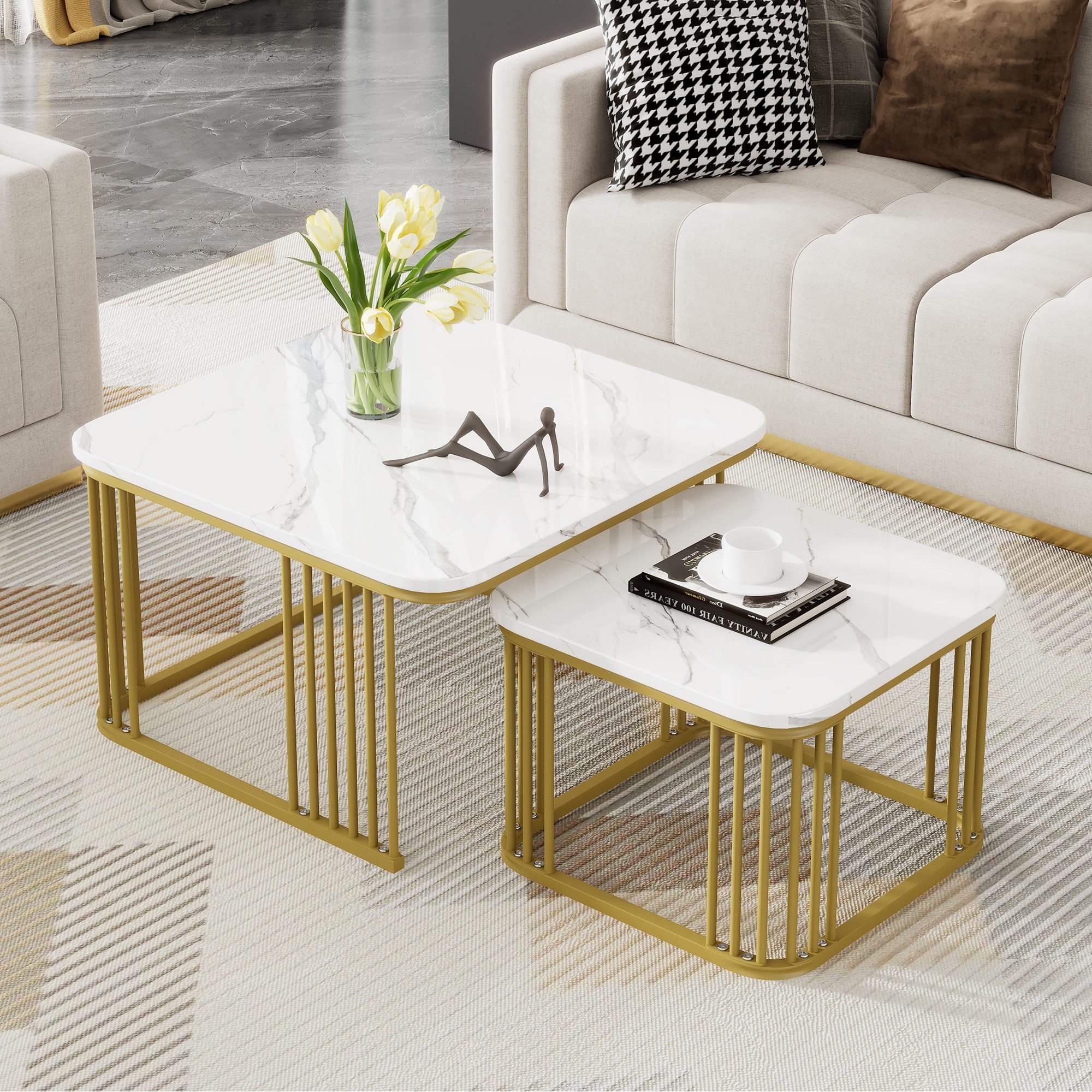 REDOM Couchtisch Couchtisch 2er Set Hochglanz günstig online kaufen