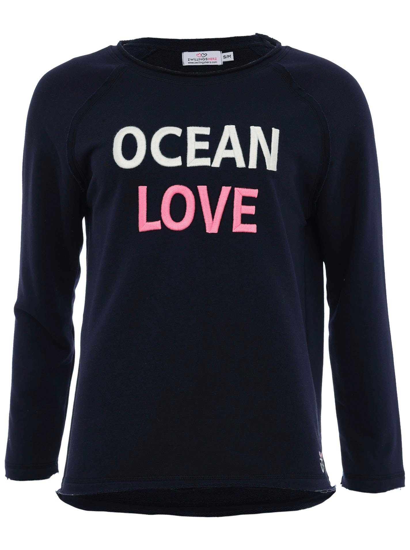 Zwillingsherz Langarmshirt mit "Ocean Love"-Aufdruck und günstig online kaufen