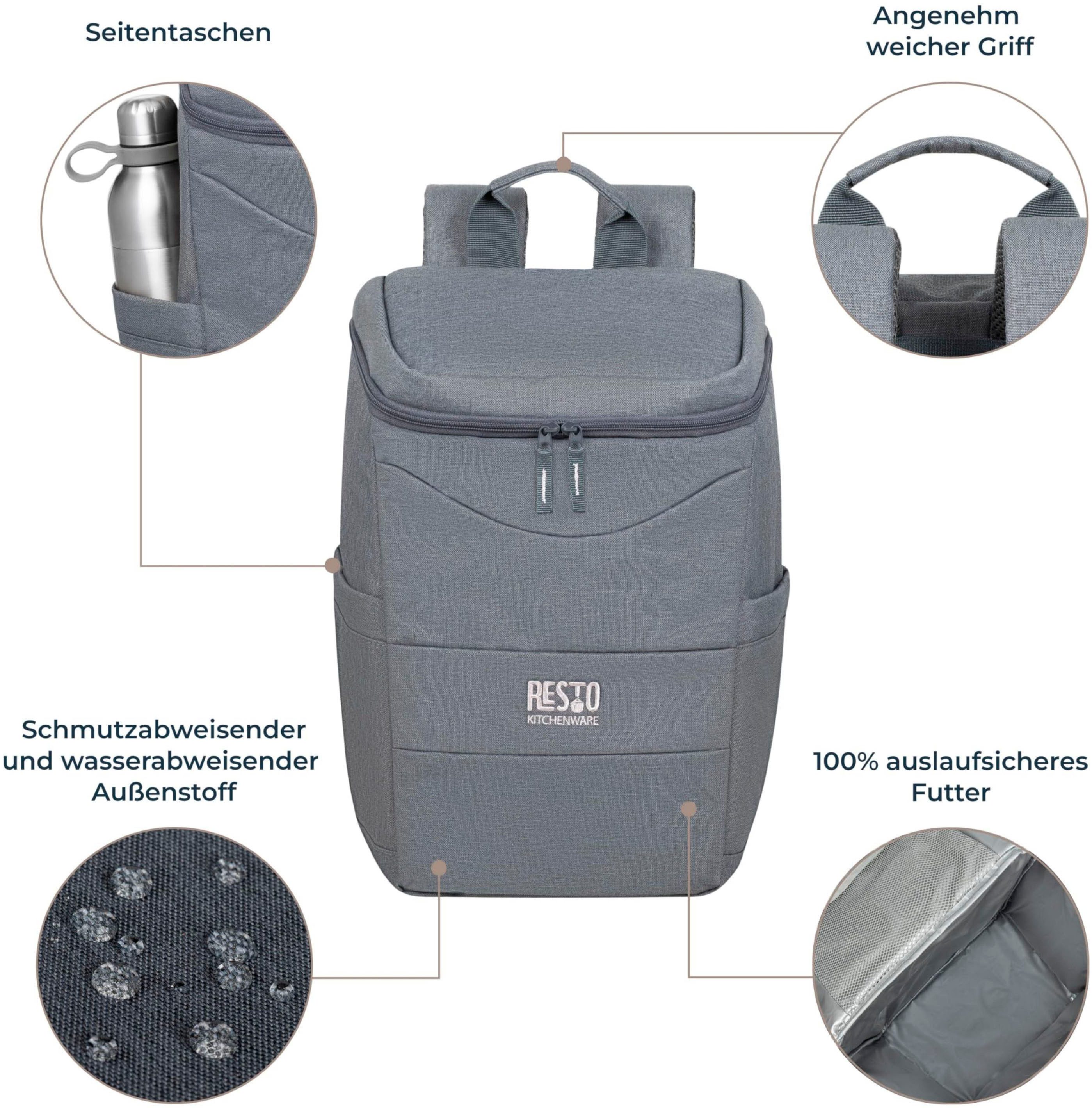 RESTO Kitchenware Kühltasche Felis Kühlrucksack isoliert, Picknicktasche Lunchtasche Thermorucksack, 20 l, Hellgrau, leicht und wasserdicht – Bild 3 von 5