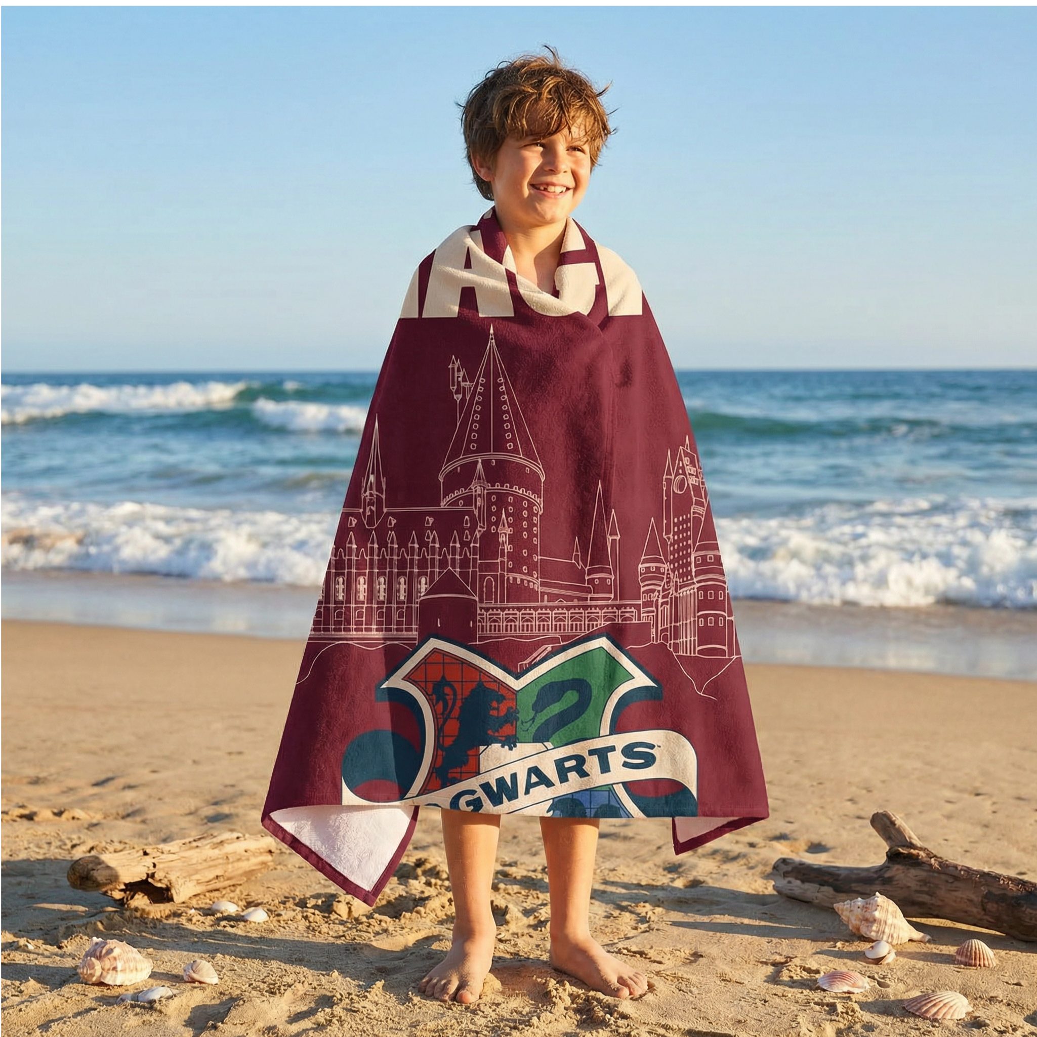 Harry Potter Strandtuch Harry Potter Hogwarts Badetuch Strandtuch, Baumwolle, 70x140 cm, 100% Baumwolle