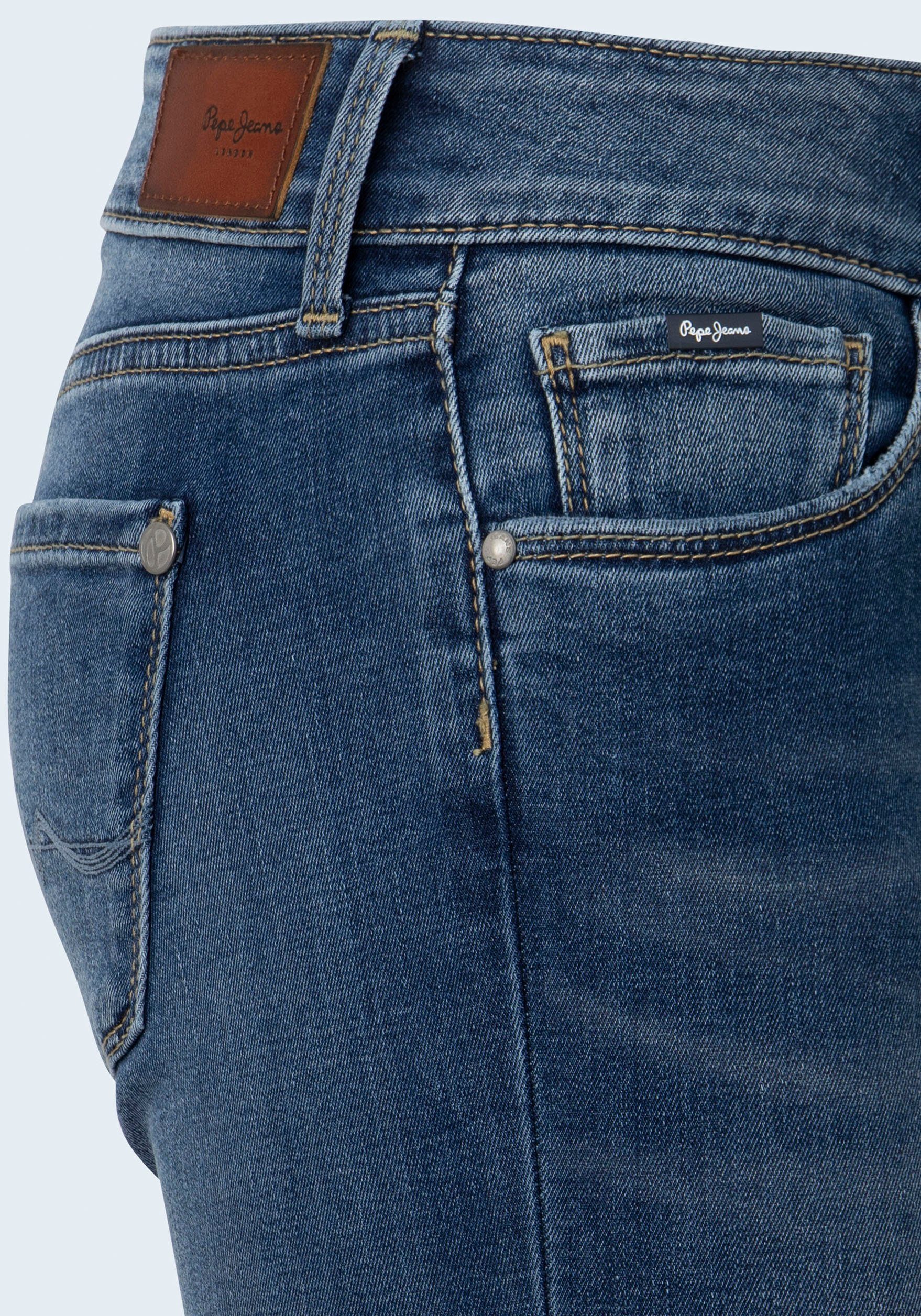 Pepe Jeans Skinny-fit-Jeans mit Stretch-Anteil Bund 1-Knopf SOHO im blue 5-Pocket-Stil und