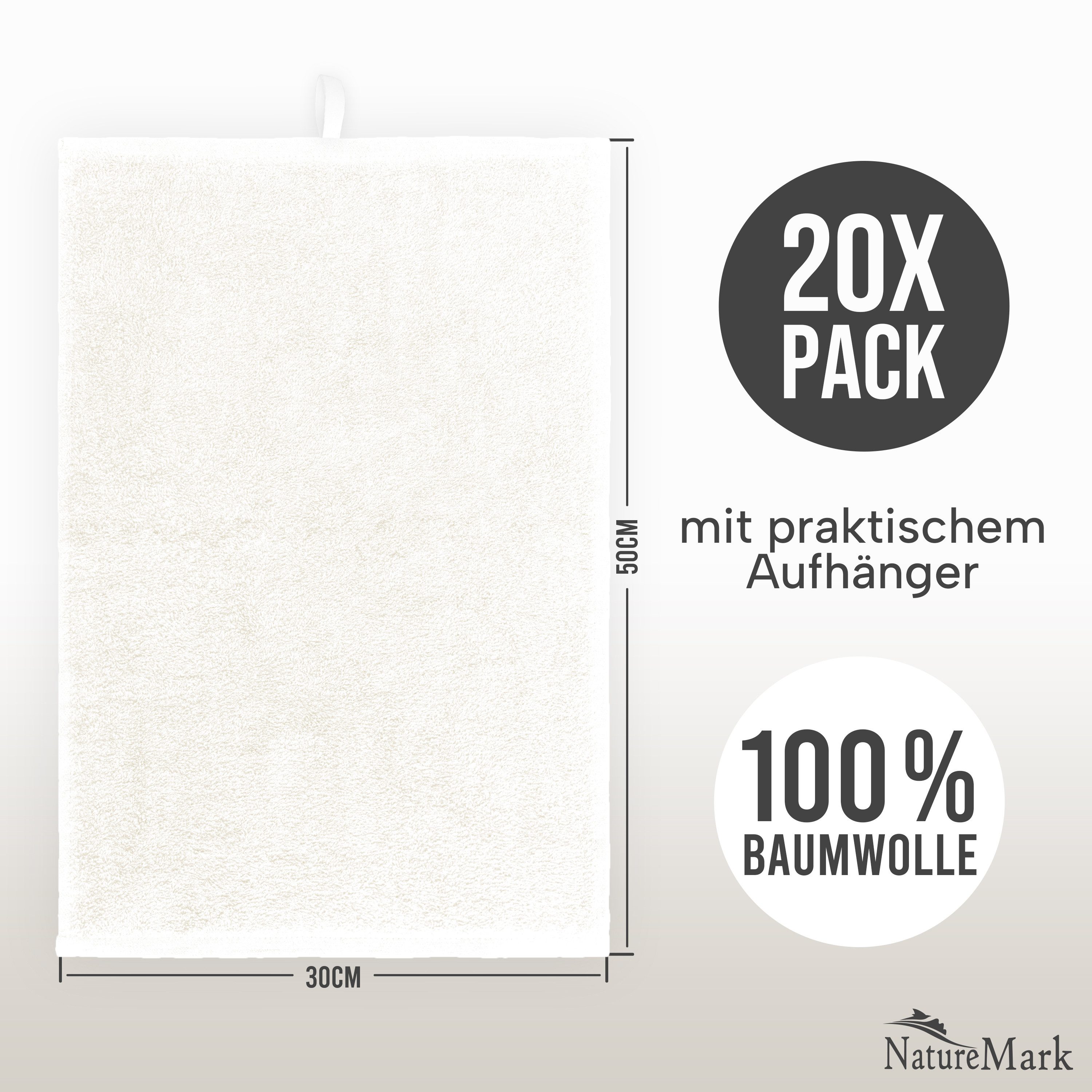 NatureMark Gästehandtuch 20er-Sparpack Frottier Gästetücher 30x50cm, 100% Baumwolle (20-St), Gästehandtuch 30x50cm Naturweiß – Bild 3 von 5