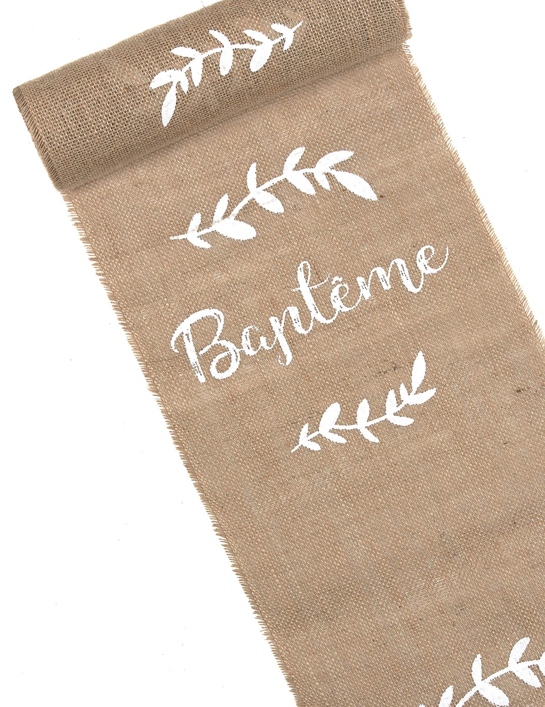 Kostüm Tischläufer Jute Taupe zur Taufe 28 cm x 5 m