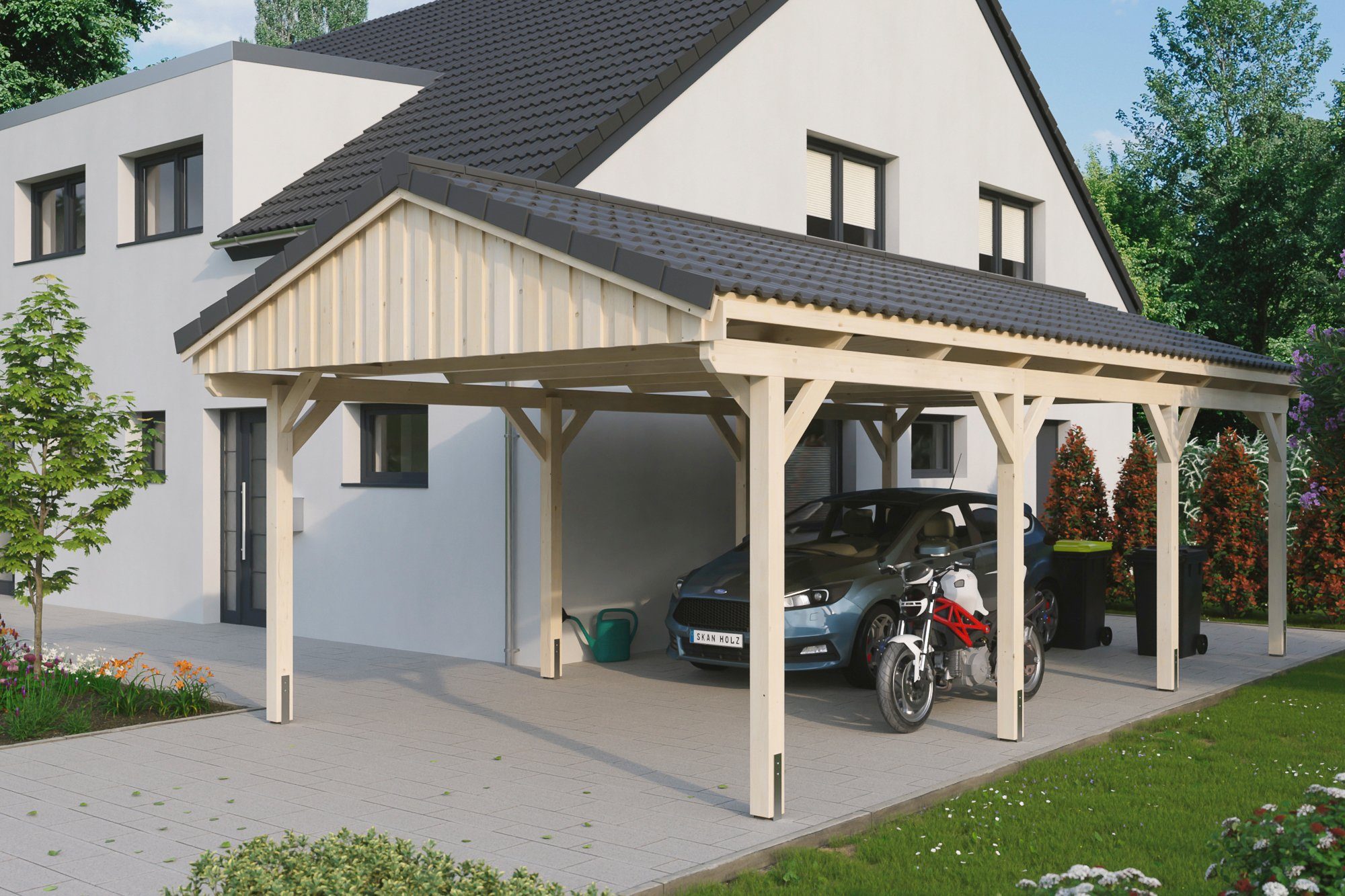 Skanholz Einzelcarport Fichtelberg, BxT: 423x808 cm, 379 cm Einfahrtshöhe, mit Dachlattung | Carports
