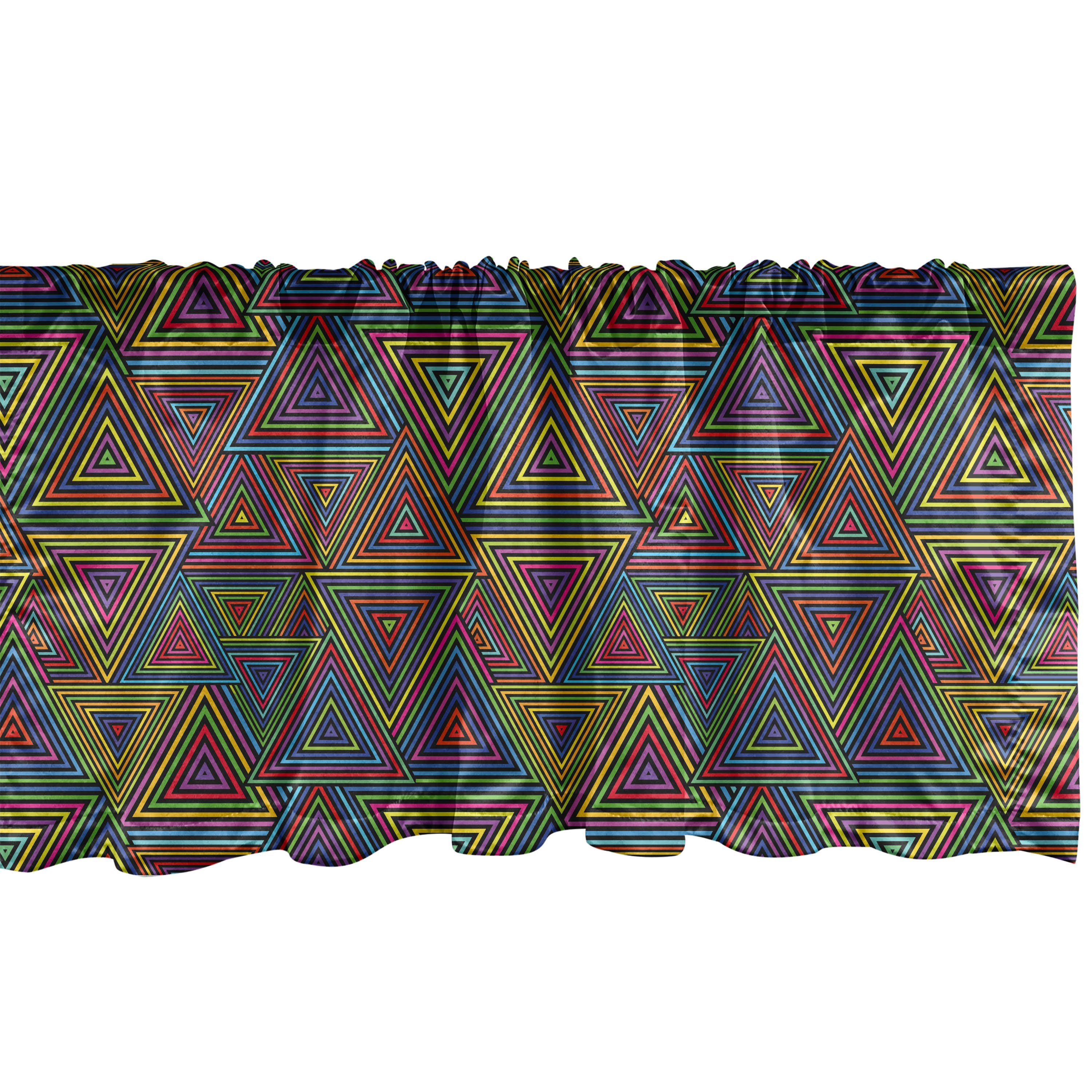 Vorhang Volant mit Schlafzimmer Scheibengardine für Stangentasche, Design Dekor Küche Geometrisch Regenbogen-Farben Abakuhaus, Microfaser,