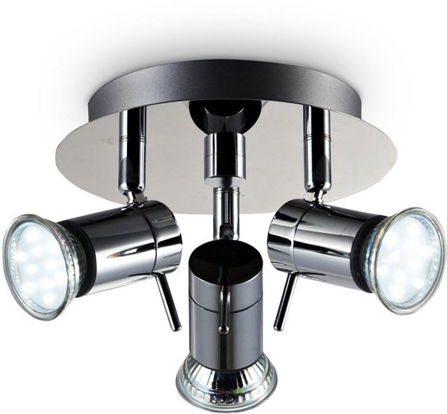 B.K.Licht LED Deckenleuchte, LED Deckenlampe Badezimmer Chrom drehbar IP44 Bad-Lampe GU10 inkl. 3W 250lm-Otto
