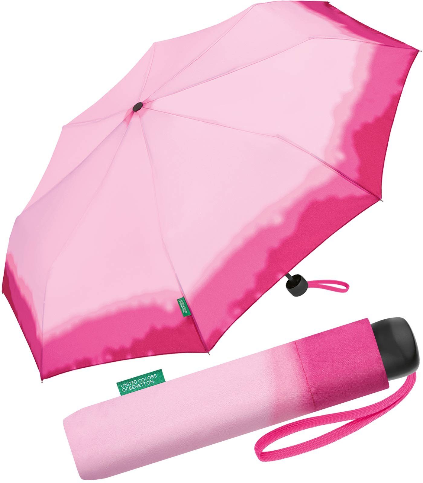 Dip Taschenregenschirm Dye - modernem, Colors United Mini pink of fuchsia, Super mit Farbverlauf-Muster Benetton farbigen