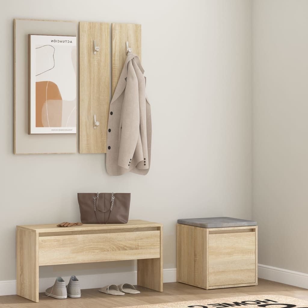 vidaXL Garderoben-Set NA Garderobe Flurmöbel Set Sonoma Eiche Spanplatte