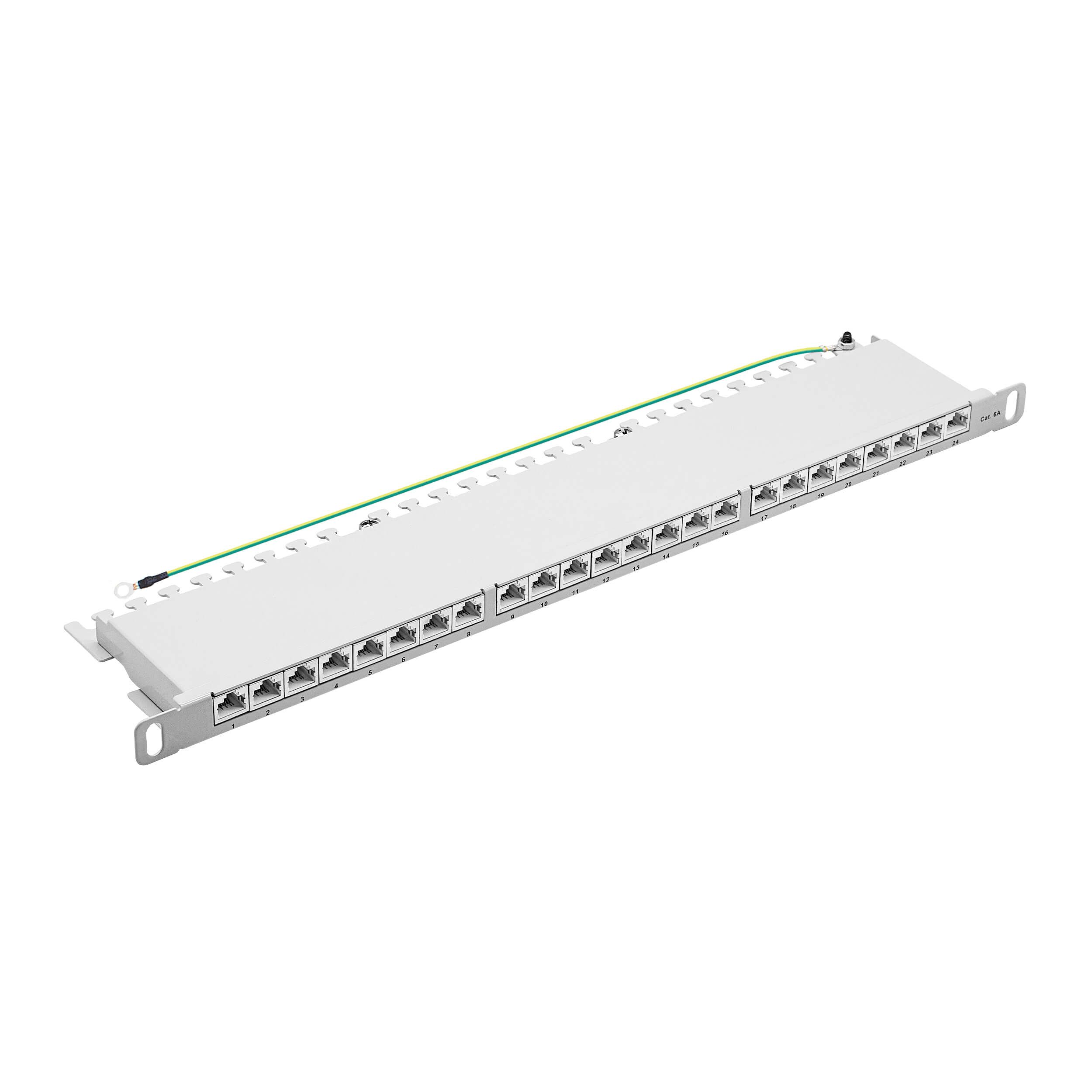 ProfiPatch Patchpanel Verteilerfeld Cat. 6A 19 Zoll Rackeinbau Netzwerk-Patch-Panel (24 Ports, 0.5 HE)