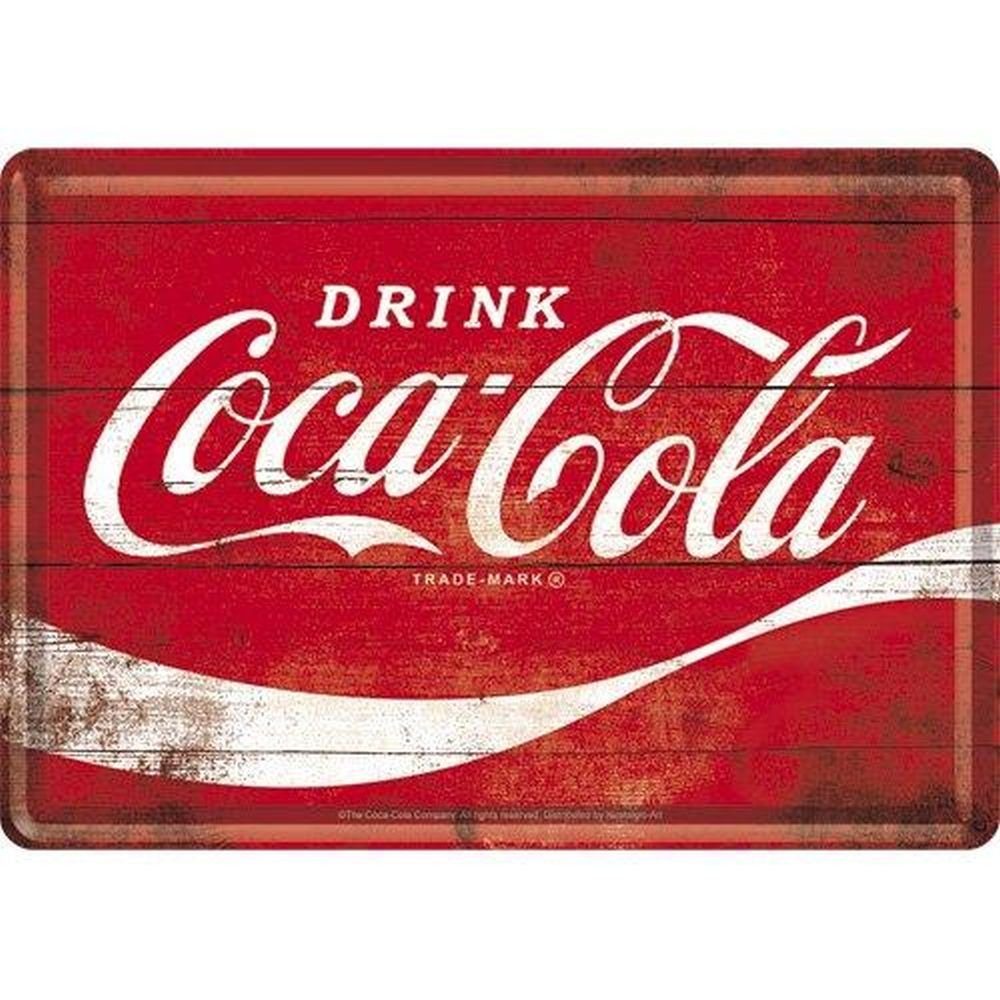Metallschild Blechpostkarte - Coca-Cola - Logo Red Wave
