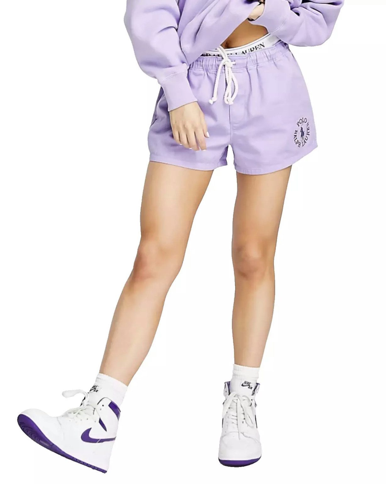 Polo Ralph Lauren Shorts Sweatshorts Kordelzug Sports Hose Lounge Pants Kordelzug, Logo-Stickerei in Lavendel