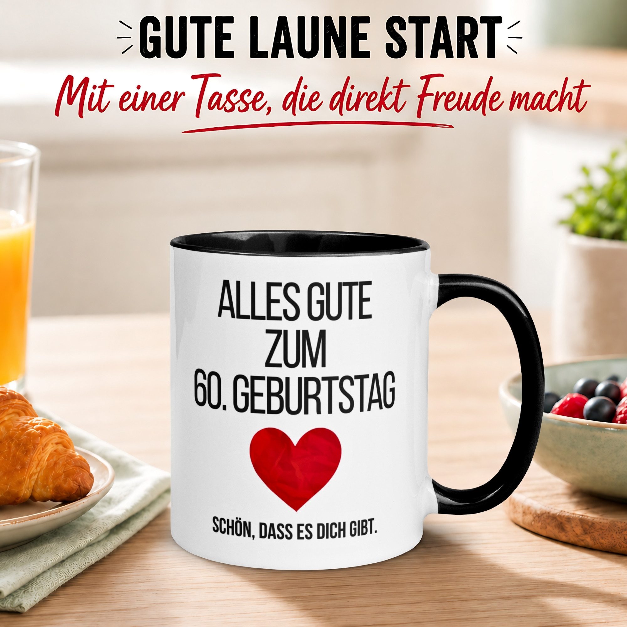 Momentals Tasse 60. Geburtstag Mann Frau – „Alles Gute“ – Geburtstagsgeschenk, Gratis Versand · Links-&Rechtshänder · Spülmaschinenfest