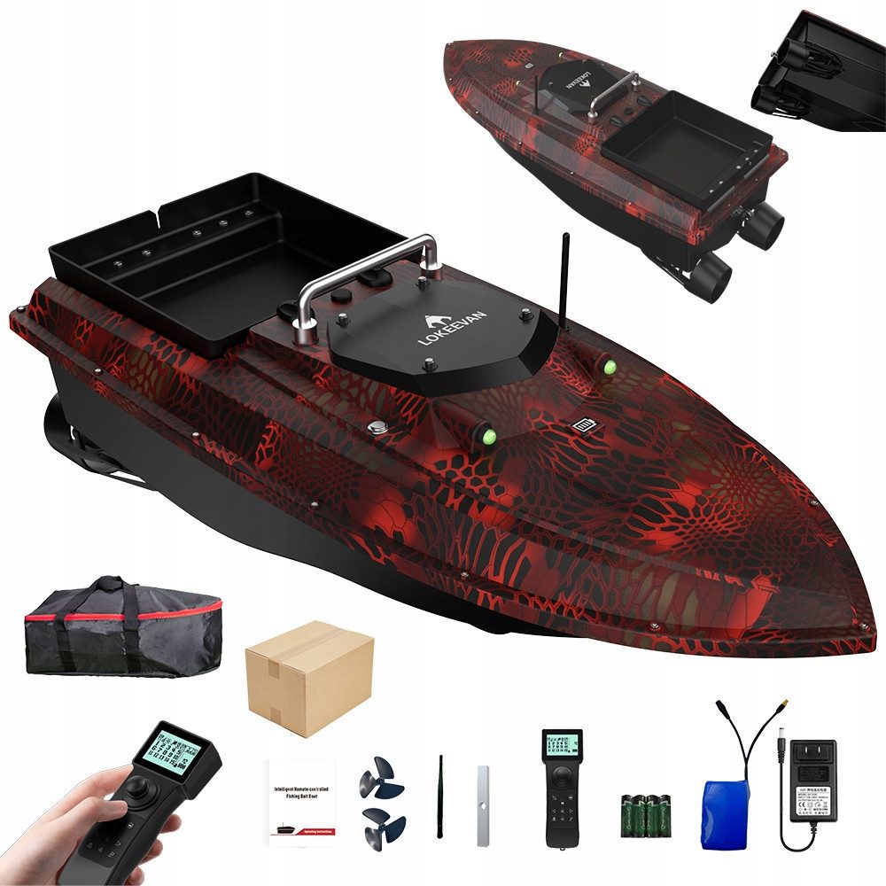 LOKEEVAN RC-Boot D80E, GPS + BeiDou-Navigation,12-V-Doppelmotor, bis 4 m/s,500 m