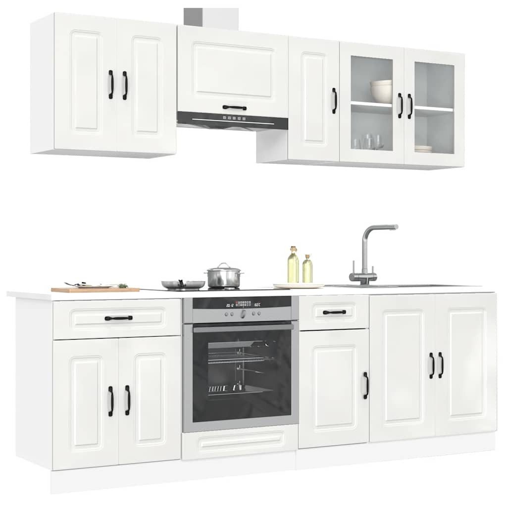 vidaXL Schrankmodule 8-tlg. Küchenschrank-Set Kalmar Hochglanz-Weiß Holzwerkstoff