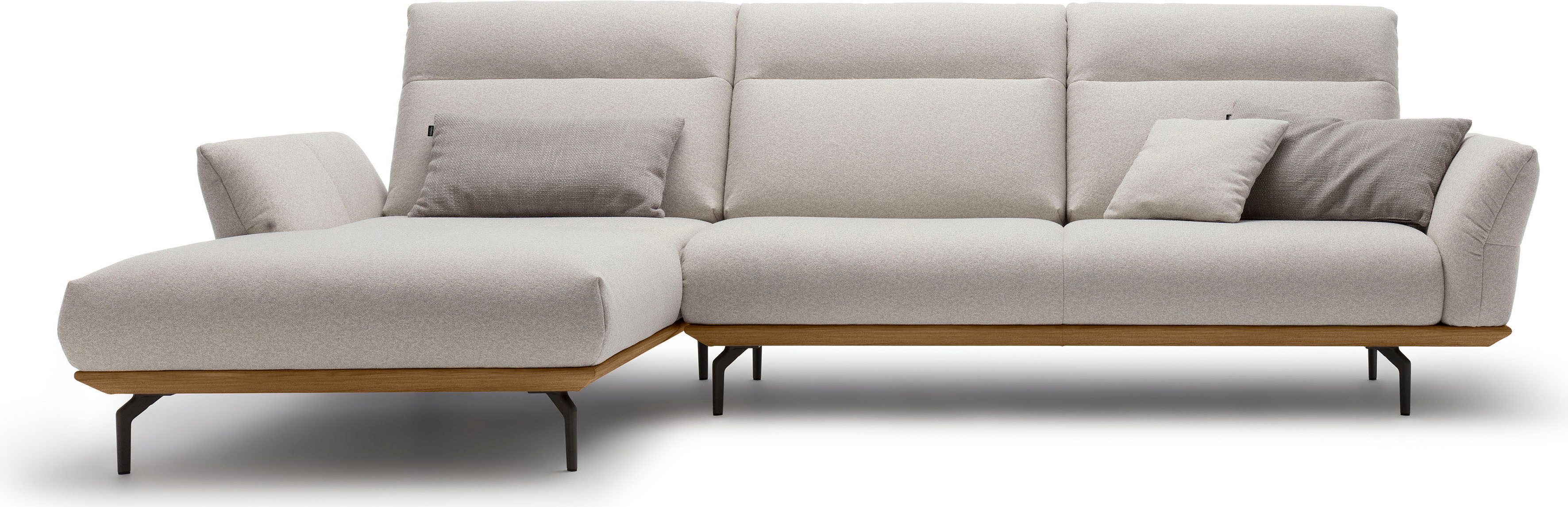 Creation BY ROLF BENZ Ecksofa CR.460, Sockel in Nussbaum, Winkelfüße in Umbragrau, Breite 318 cm