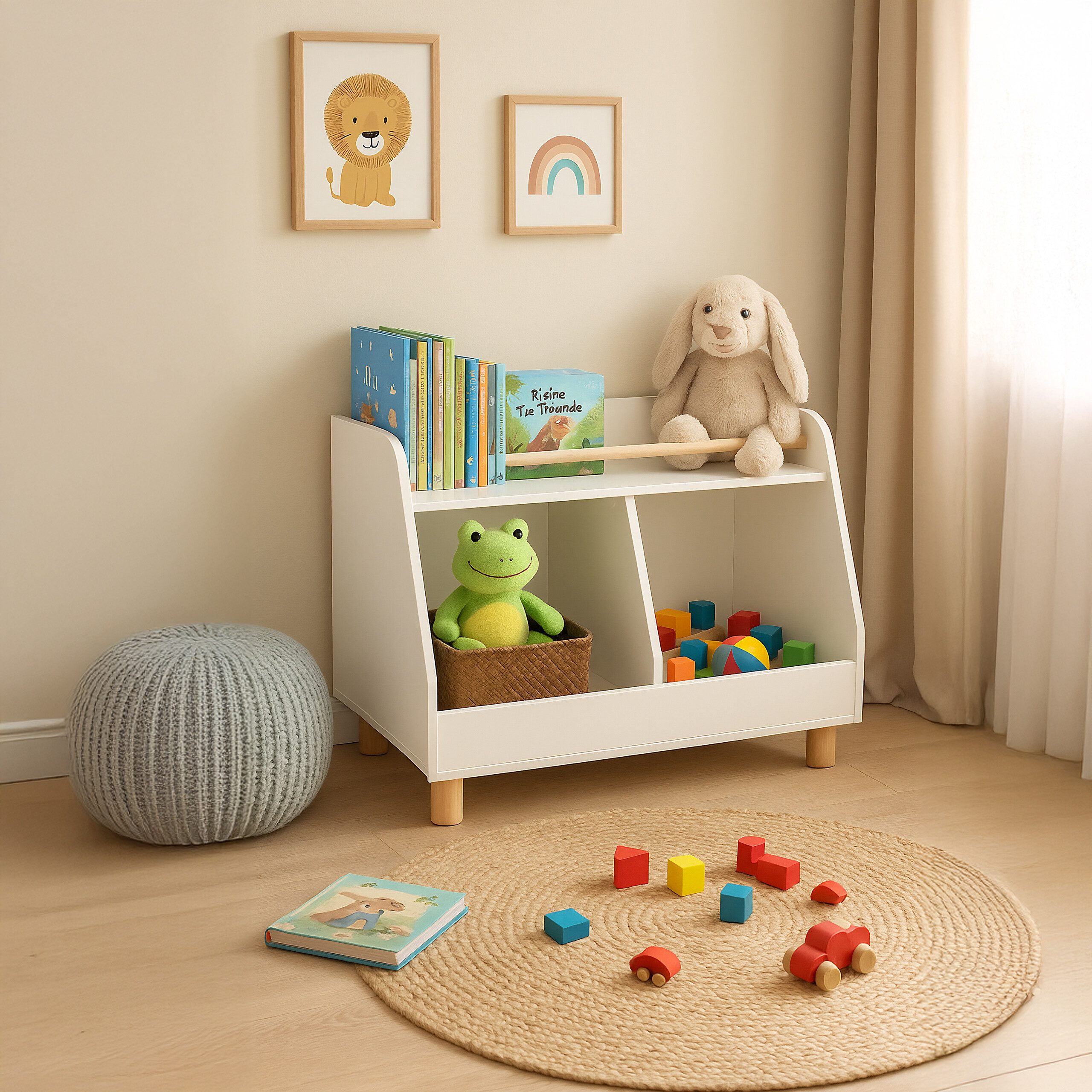 relaxdays Kinderregal klein für Spielzeug, weiß