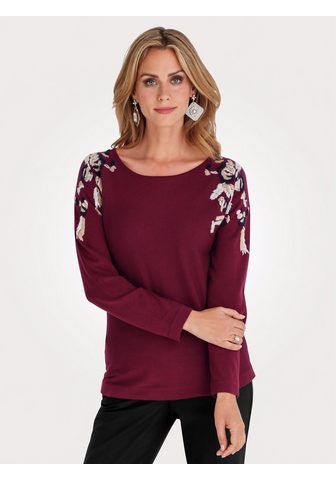 Пуловер с цветочный окантовка