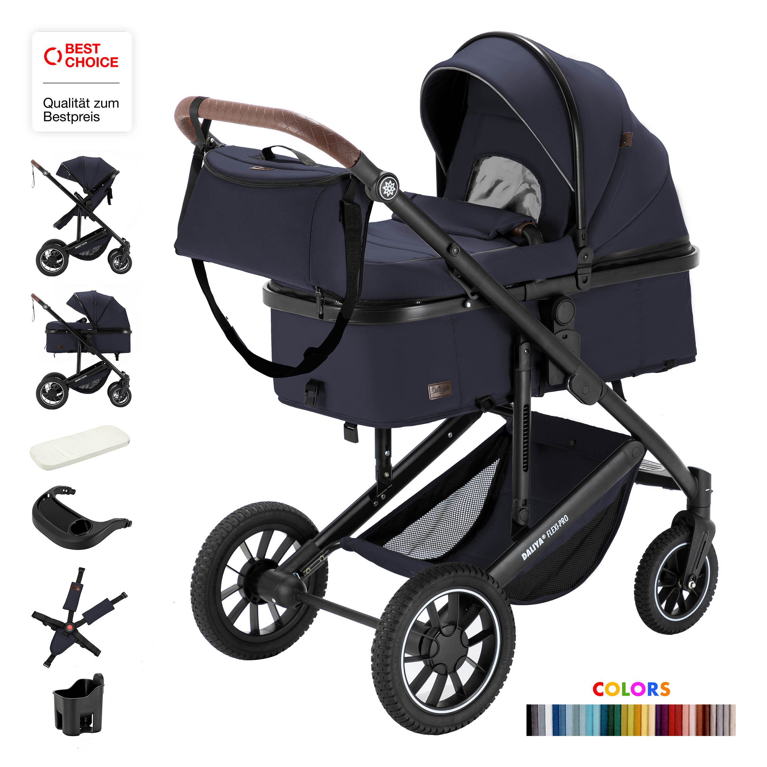 Kombi-Kinderwagen FLEXI-PRO M 2in1 Kinderwagen & Buggy, Reisekinderwagen, XXL Set
