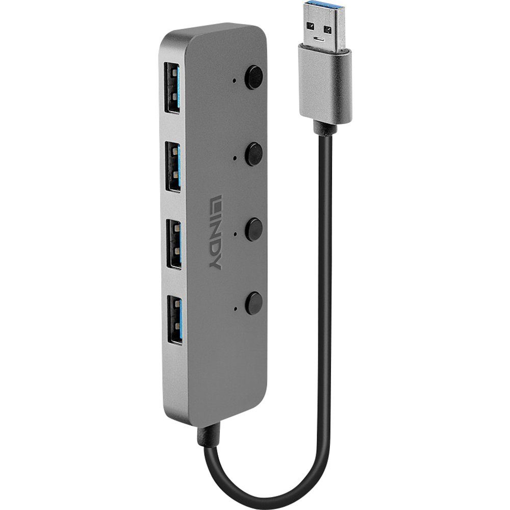 Lindy USB-Verteiler LINDY 43309 USB-Hub 4 Port USB-A USB 3.0 5 GBit/s einzeln schaltbar Gr