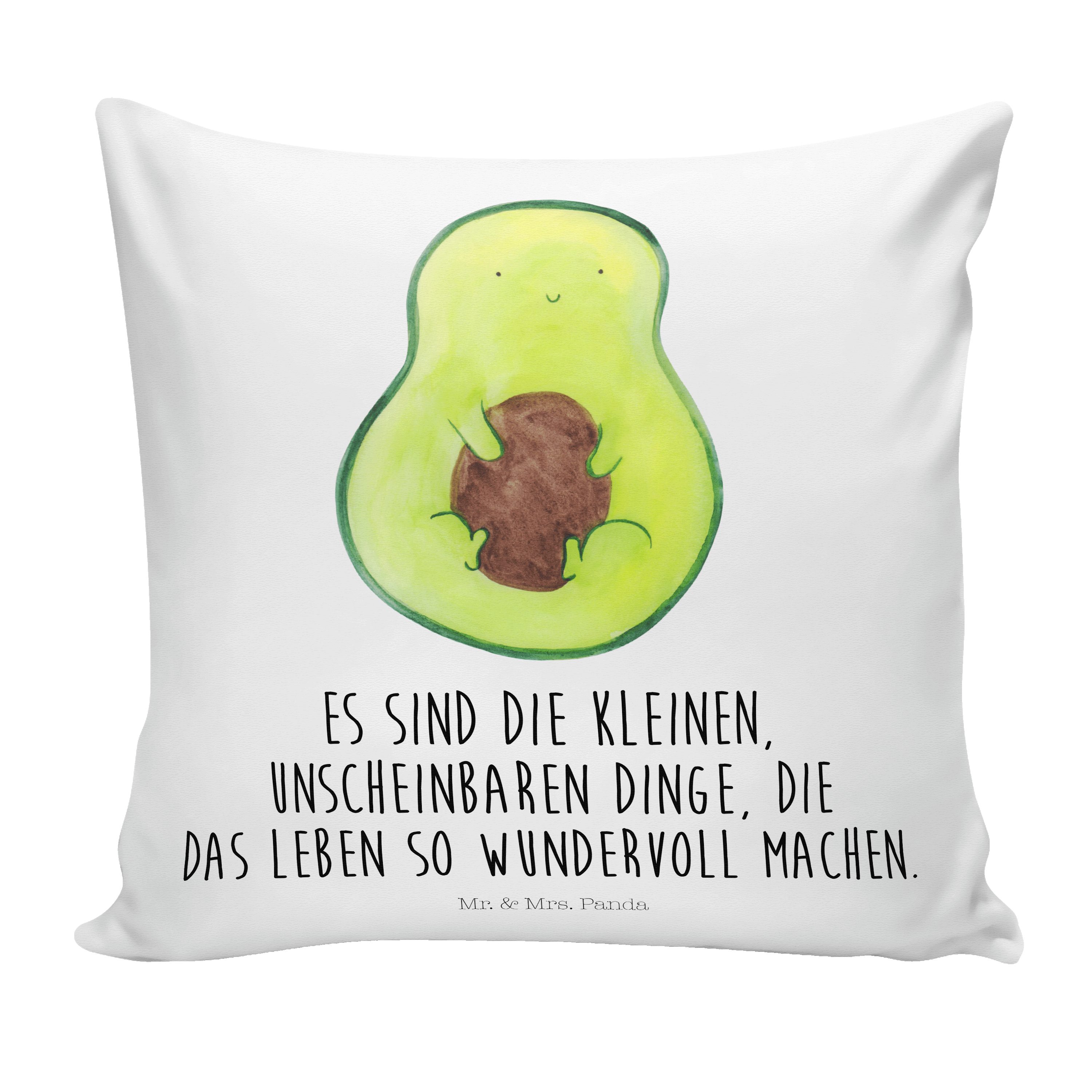 Mr. & Mrs. Panda Dekokissen Avocado mit Kern - Weiß - Geschenk, Dekokissen, Veggie, Motivkissen