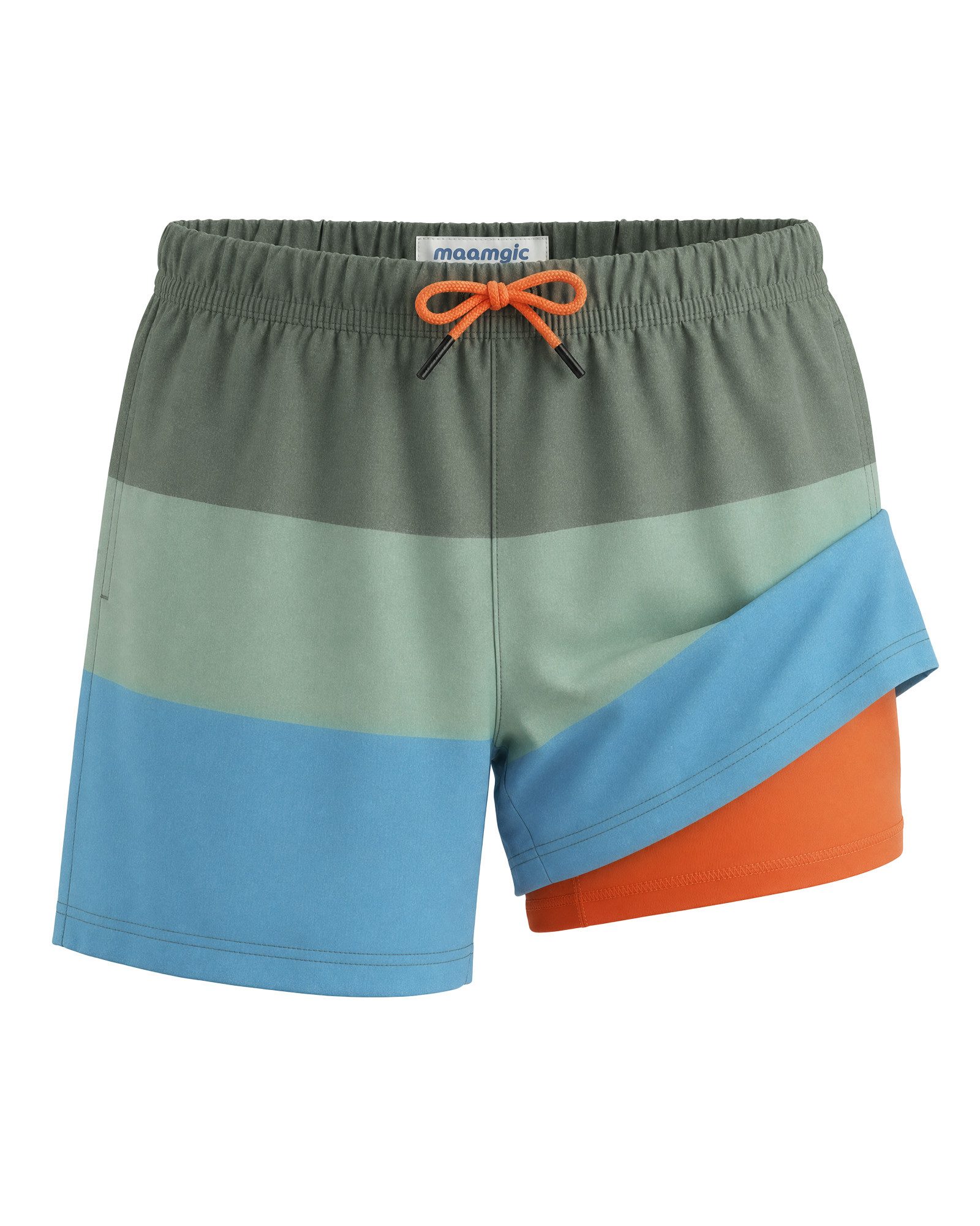 MaaMgic Badehose Shorts Jungen 2-in-1 mit verstellbarem Kordelzug (1-St) Stretch Schwimmshorts mit Innenfutter für Strand und Schwimmbad