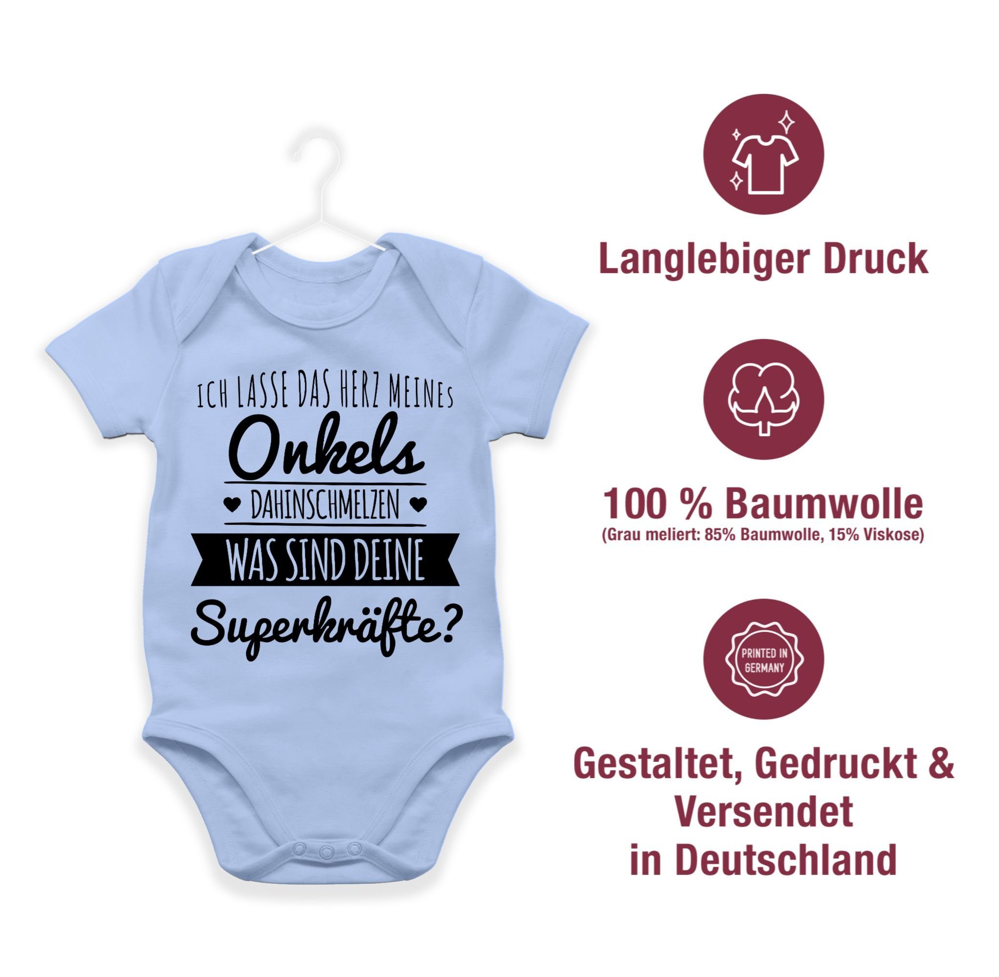 Onkel Sprüche 3 Shirtbody Herz Babyblau dahinschmelzen Baby Shirtracer