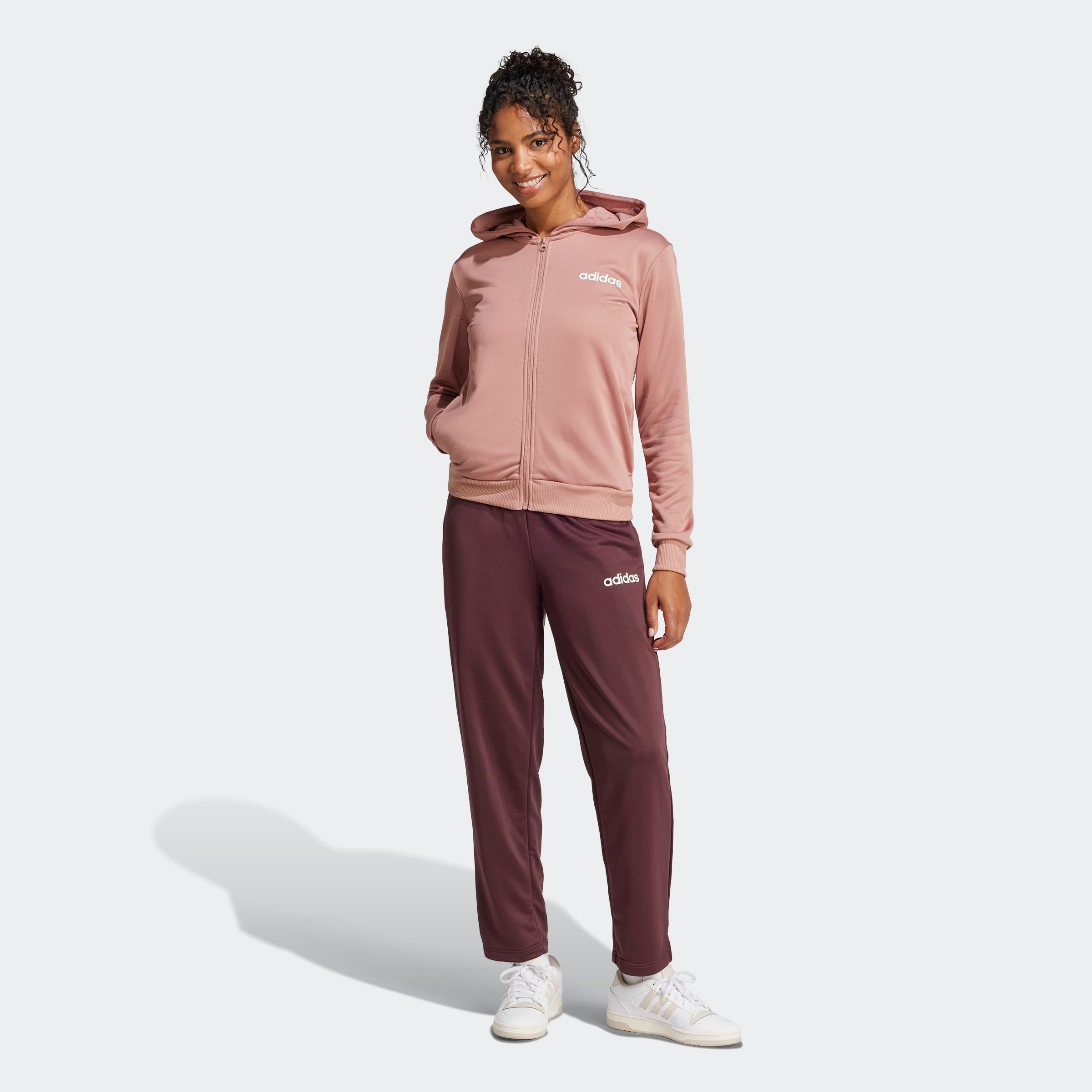 adidas Sportswear Trainingsanzug W LINEAR TS (2-tlg), Trainingsjacke mit Kapuze, Tracksuit