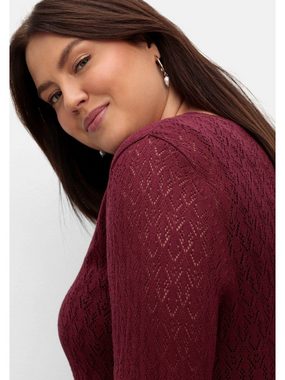 Sheego V-Ausschnitt-Pullover Große Größen aus Ajourstrick, in leichter A-Linie