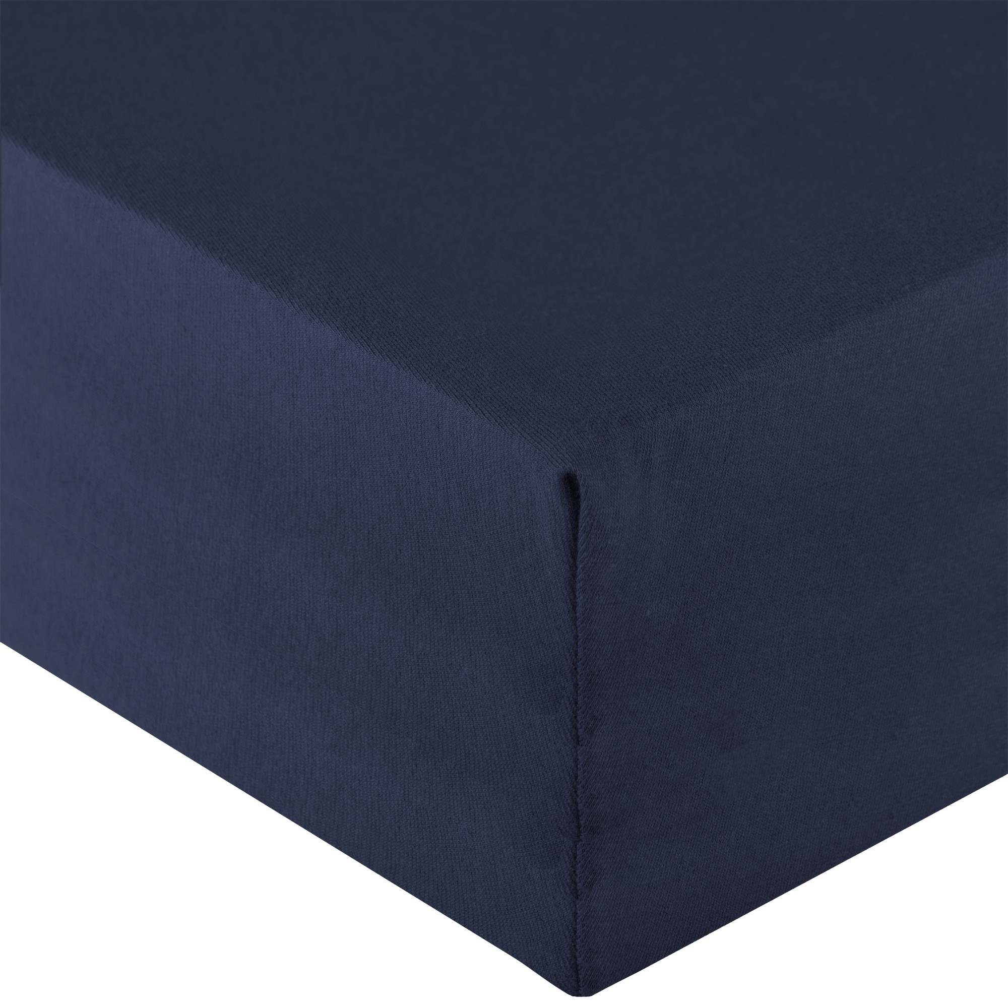 Spannbettlaken Royal Spannbetttuch Elastan XL 200x220-220x240cm dunkelblau, aqua-textil, Baumwolle, (1 Stück), bügelfrei,dauerelastisch und weich,extrem feine Fasern
