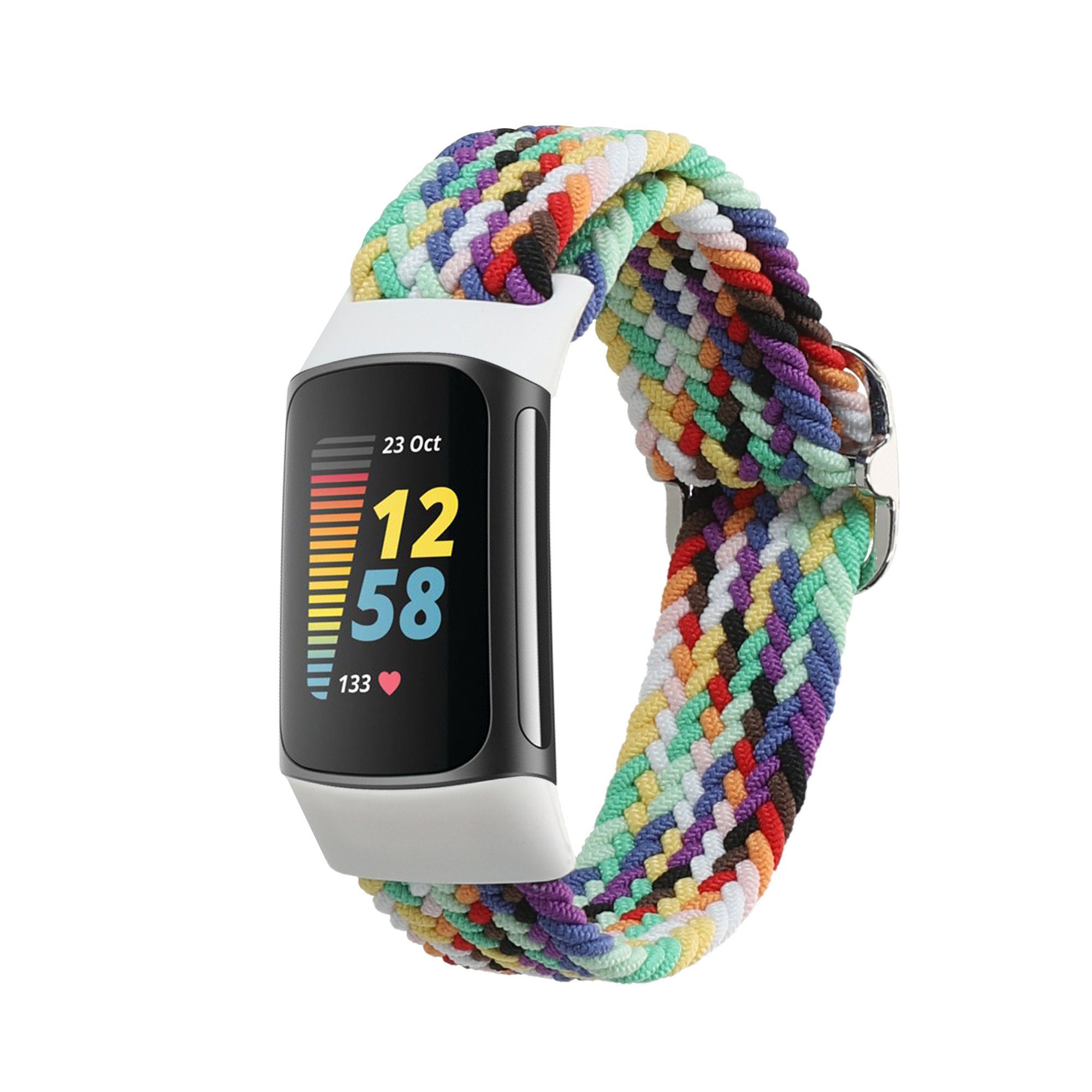 kwmobile Uhrenarmband Armband für Fitbit Charge 5, Nylon Fitnesstracker Sportarmband Band - Innenmaße von