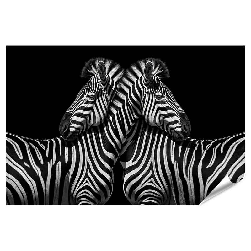 islandburner Poster Zebraeinheit: Hypnotisches Schwarz-Weiß-Muster in Verschmelzung