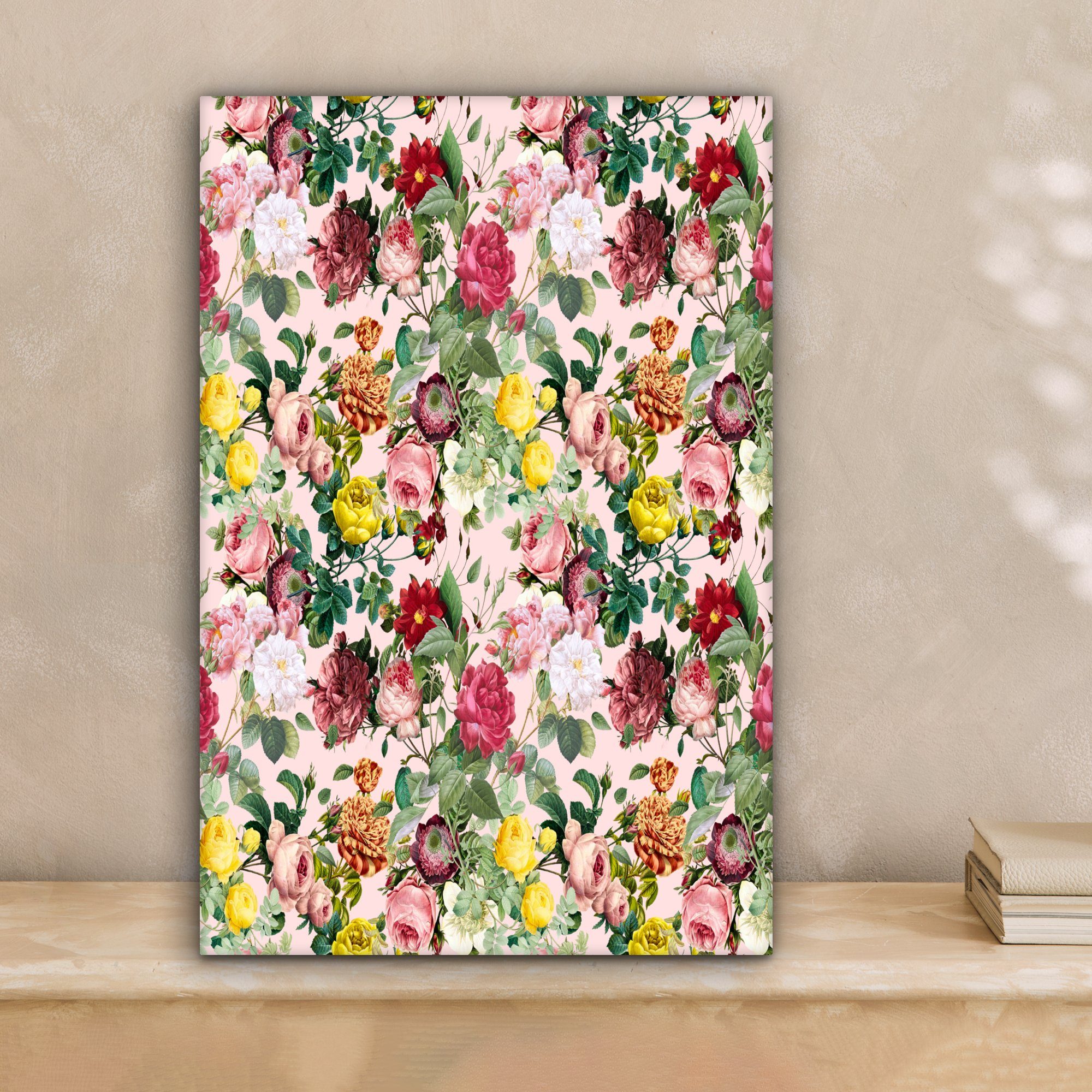 OneMillionCanvasses® - St), Blumen - inkl. Leinwandbild cm bespannt Gemälde, Zackenaufhänger, Leinwandbild (1 Rosa, 20x30 Rosen fertig