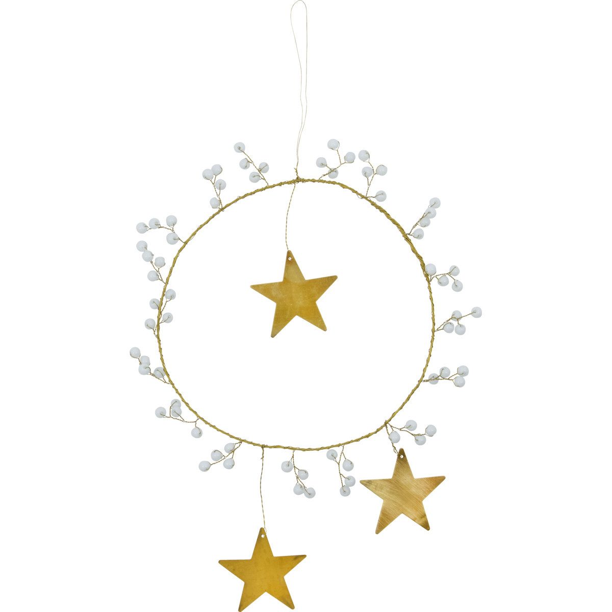 House Doctor Dekoobjekt Ornament Ring STAR weiß messing, Ø 15cm