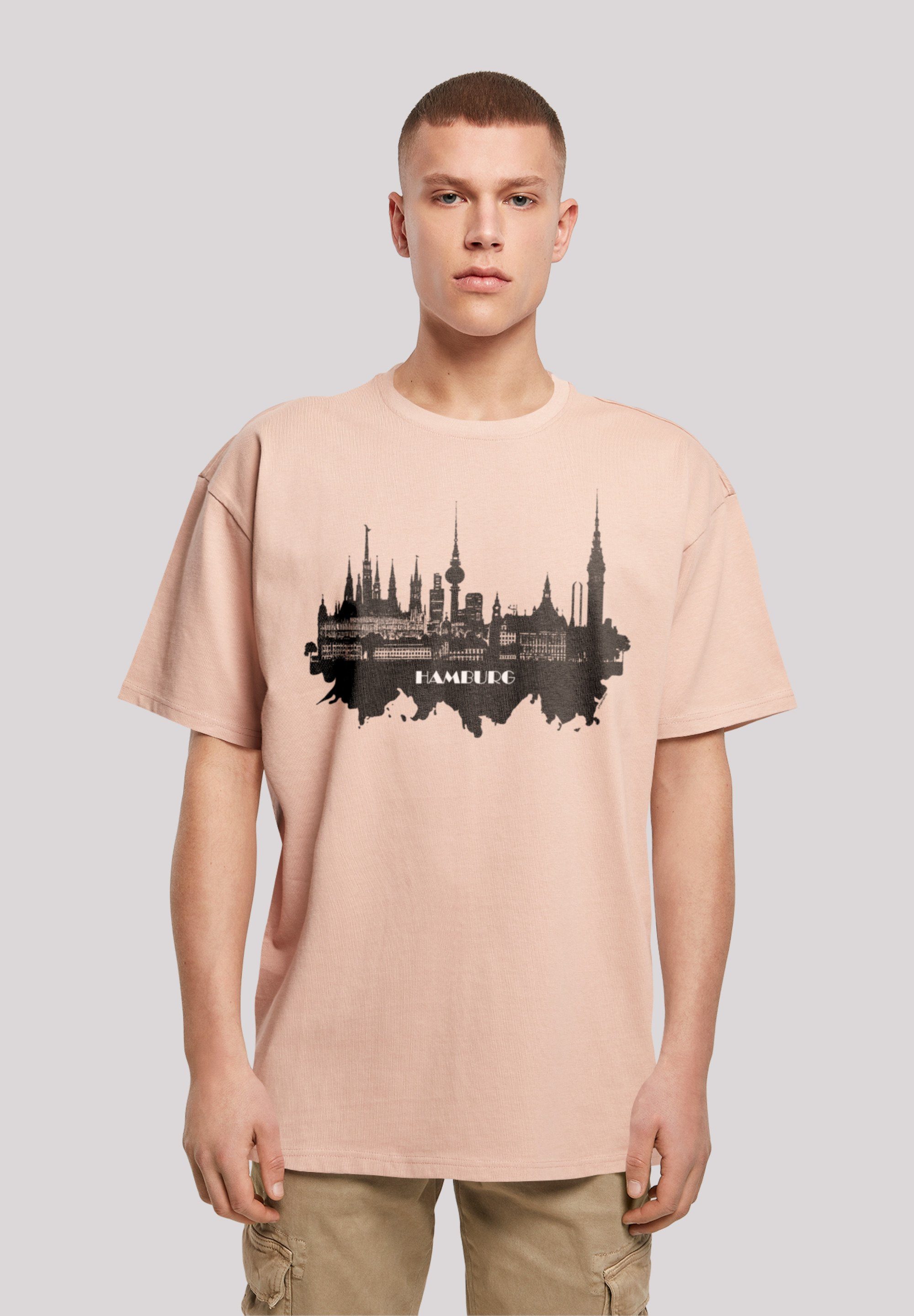 F4NT4STIC T-Shirt Cities Collection - Hamburg skyline Print amber