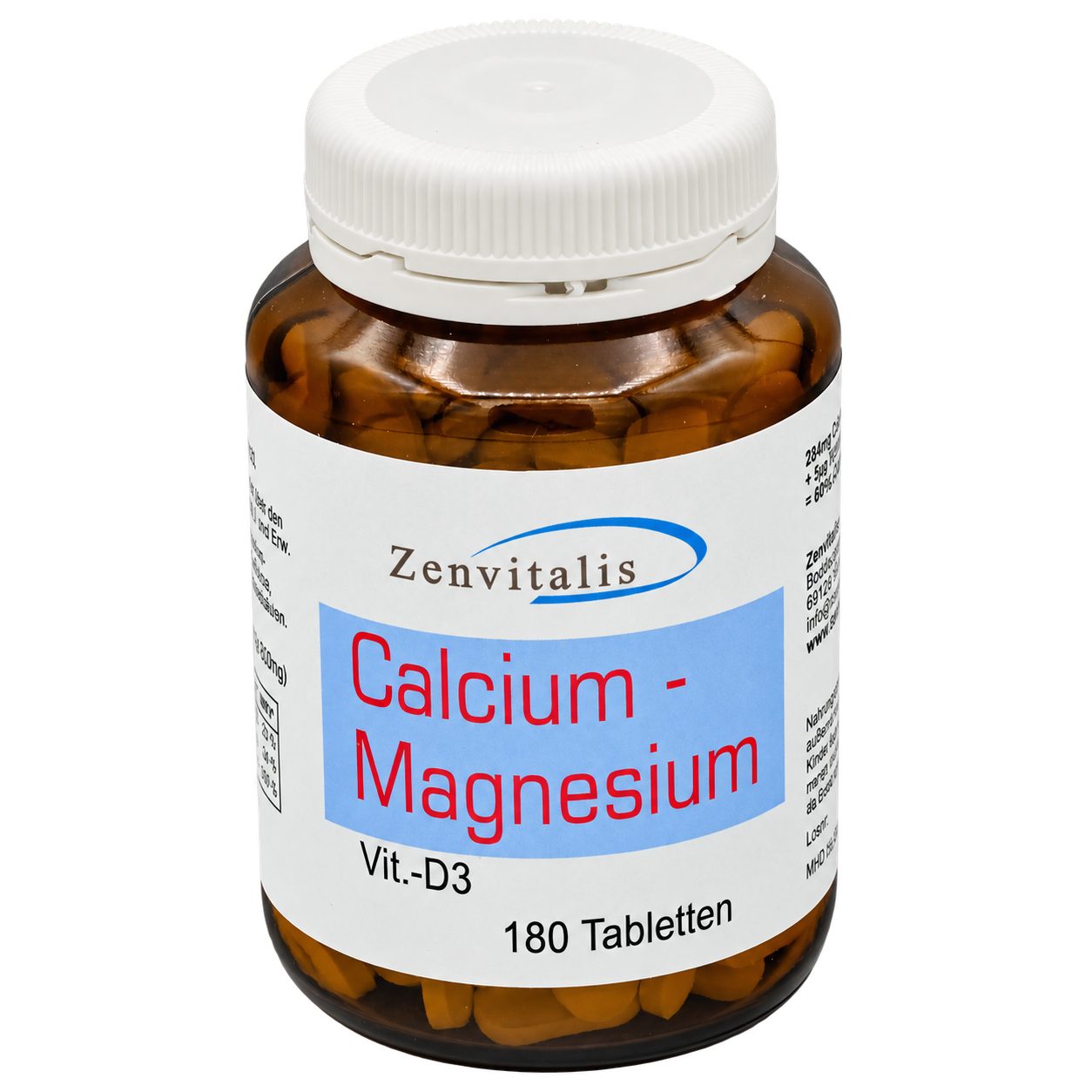 Zenvitalis Calcium-Magnesium plus Vitamin D3 Tabletten, 1 er Packung à 180 St., 144 g, Mit Calciumcitrat, Magnesiumcitrat und Vitamin D3