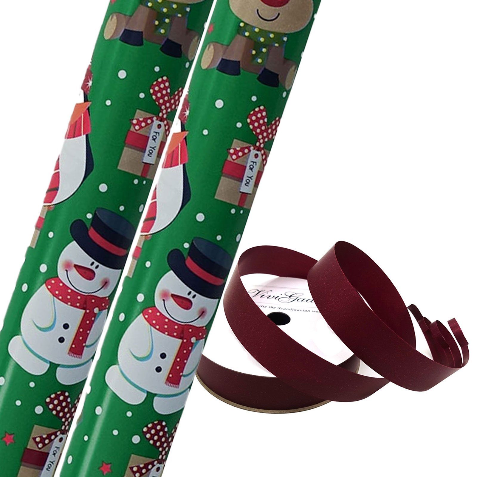 maDDma Geschenkpapier Weihnachts-Set mit Geschenkband, Weihnachten 2