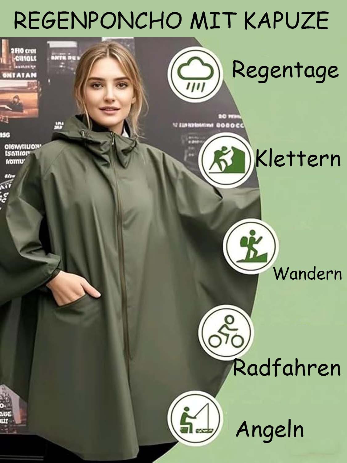 nsihing Regenjacke Unisex Regenjacken Regencape, Wasserdicht mit Kapuze