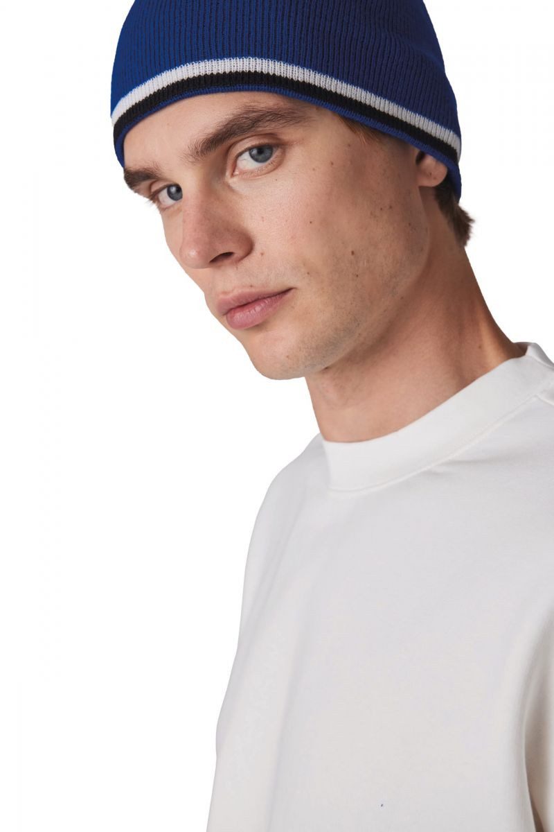 K-UP Bommelmütze Beanie Mütze mit Kontrastrand