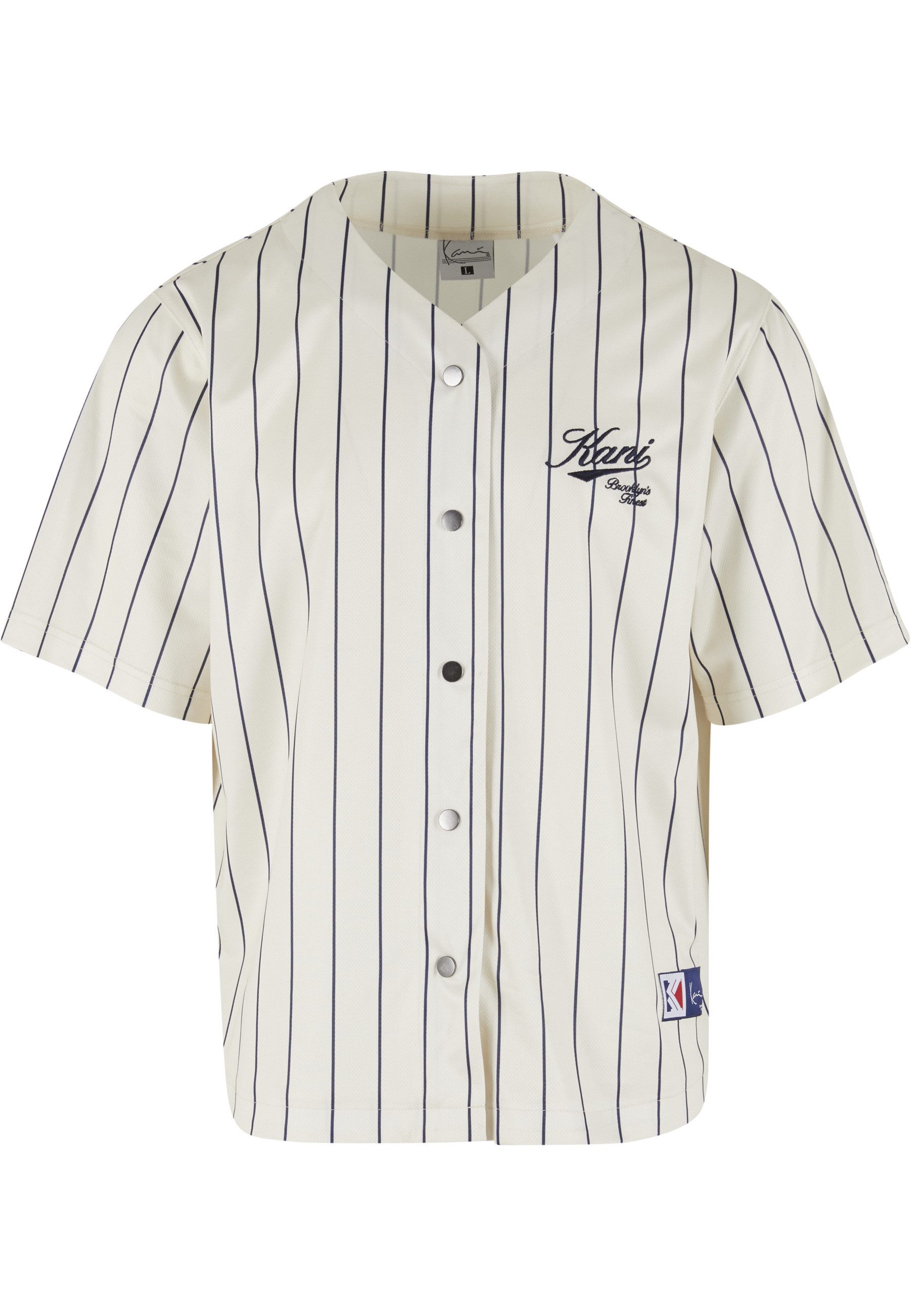 Karl Kani Shirttop Karl Kani Cursive Varsity Pinstripe Cropped Baseball Jersey (1-tlg)