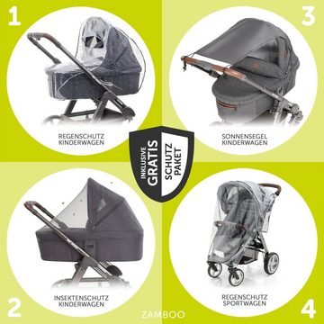 ABC Design Kombi-Kinderwagen Salsa 4 Air - Diamond Edition - Herb, (7-tlg), Kinderwagen Buggy mit Lufträdern, Babywanne, Sportsitz, Regenschutz