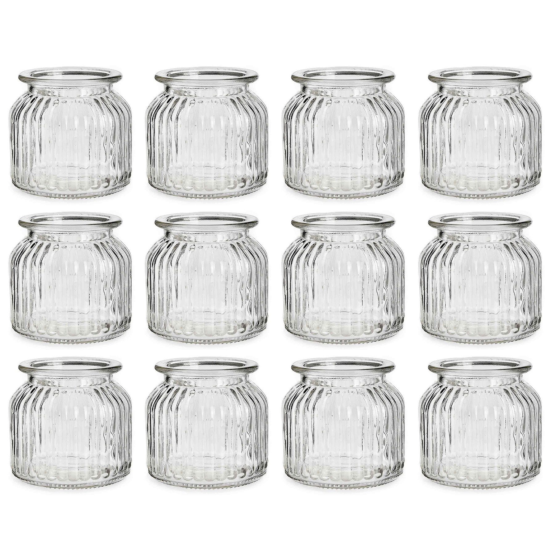 Annastore Windlicht 12 x Windlichter aus Glas - Glaswindlichter - große Teelichter