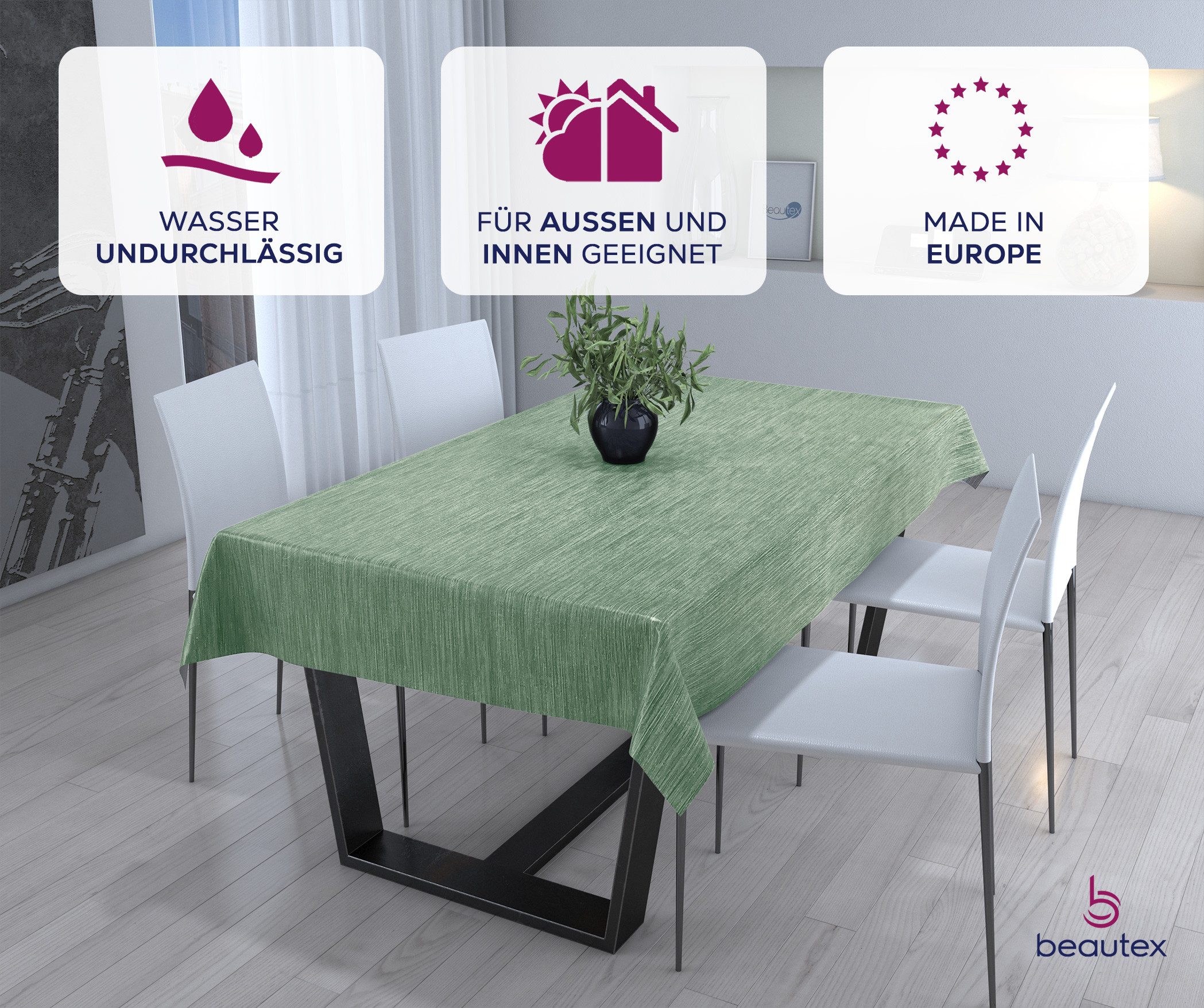 Beautex Tischdecke Wachstuchtischdecke Meterware abwaschbar fleckenabweisend aus PVC (1-tlg), Wasserundurchlässig, Zuschneidbar, Pflegeleicht, Oberflächenversiegelt